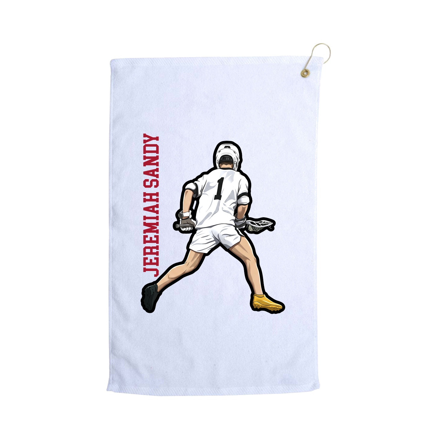 Golf Towel — Name Vertical in White