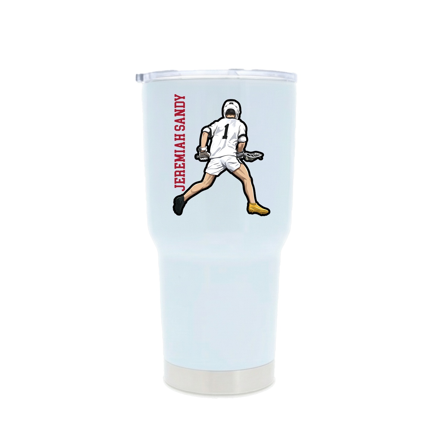 30oz Stainless Steel Tumbler — Name Vertical in White