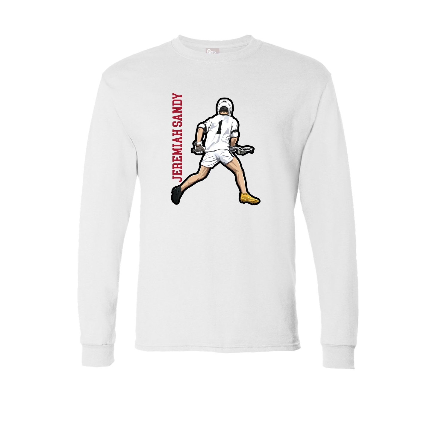 Long Sleeve Tee — Name Vertical in White
