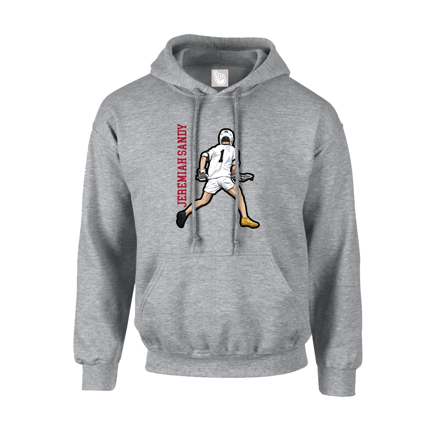 Youth Hoodie — Name Vertical in Grey