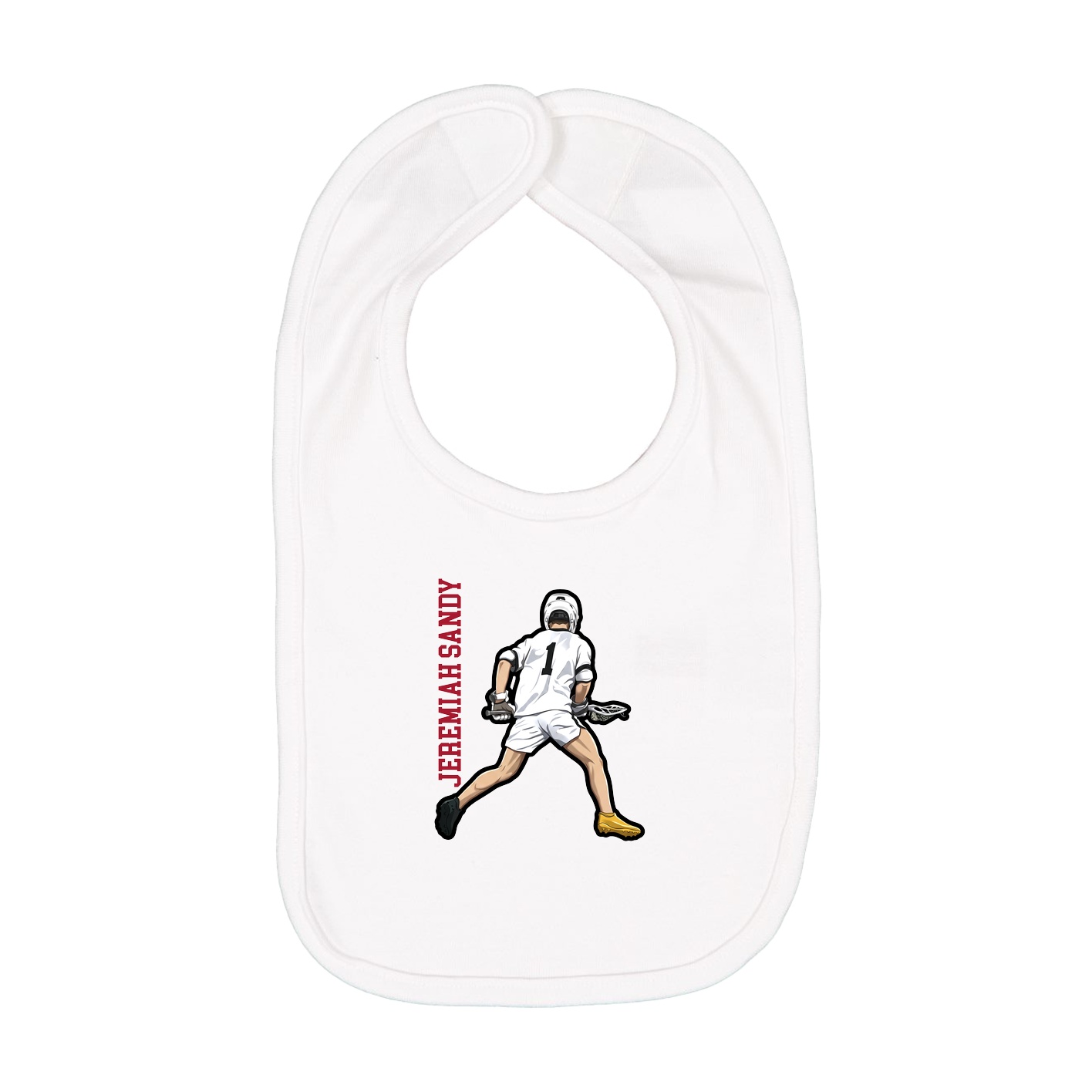 Infant Bib — Name Vertical in White