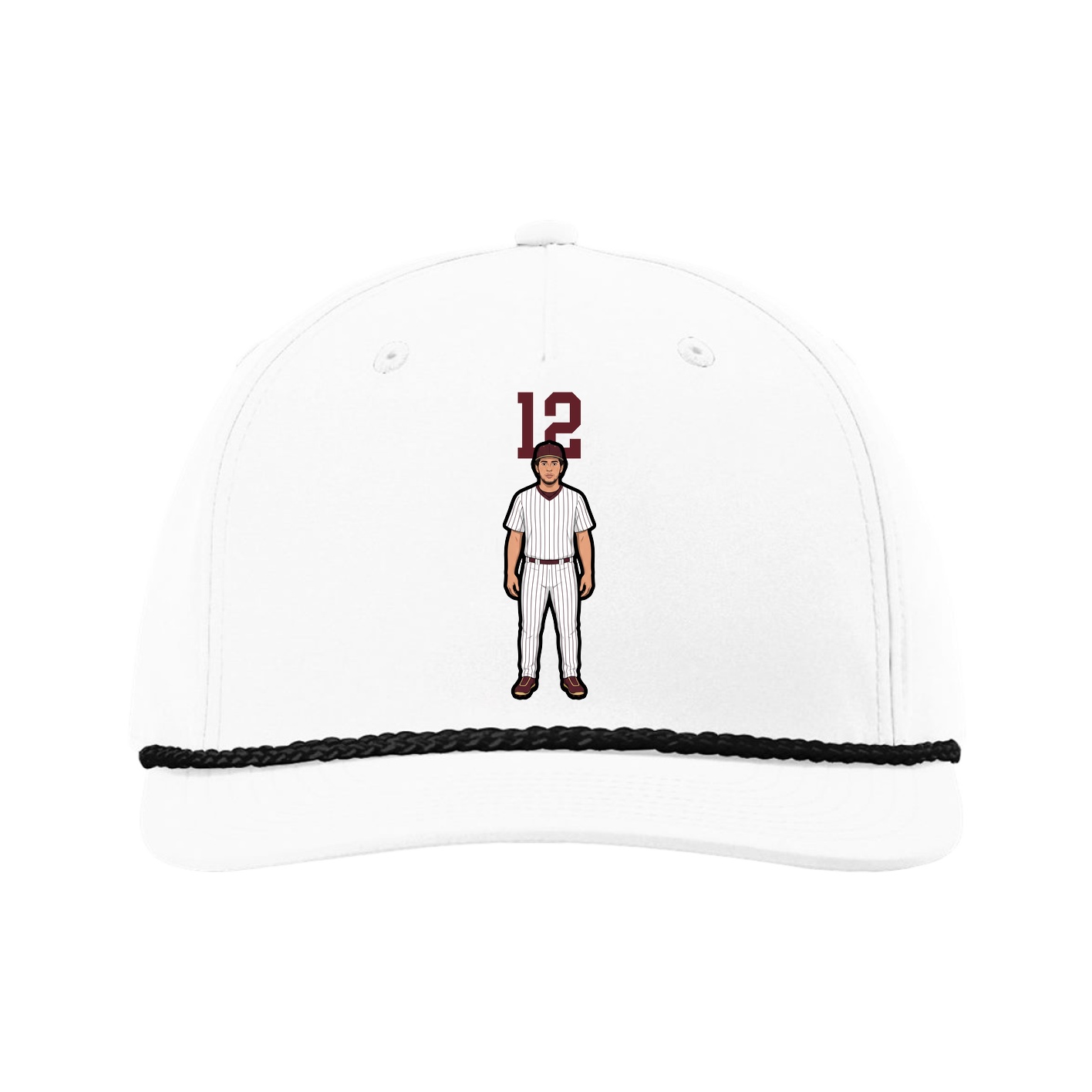Five-Panel Classic Rope Cap — Number Top in White