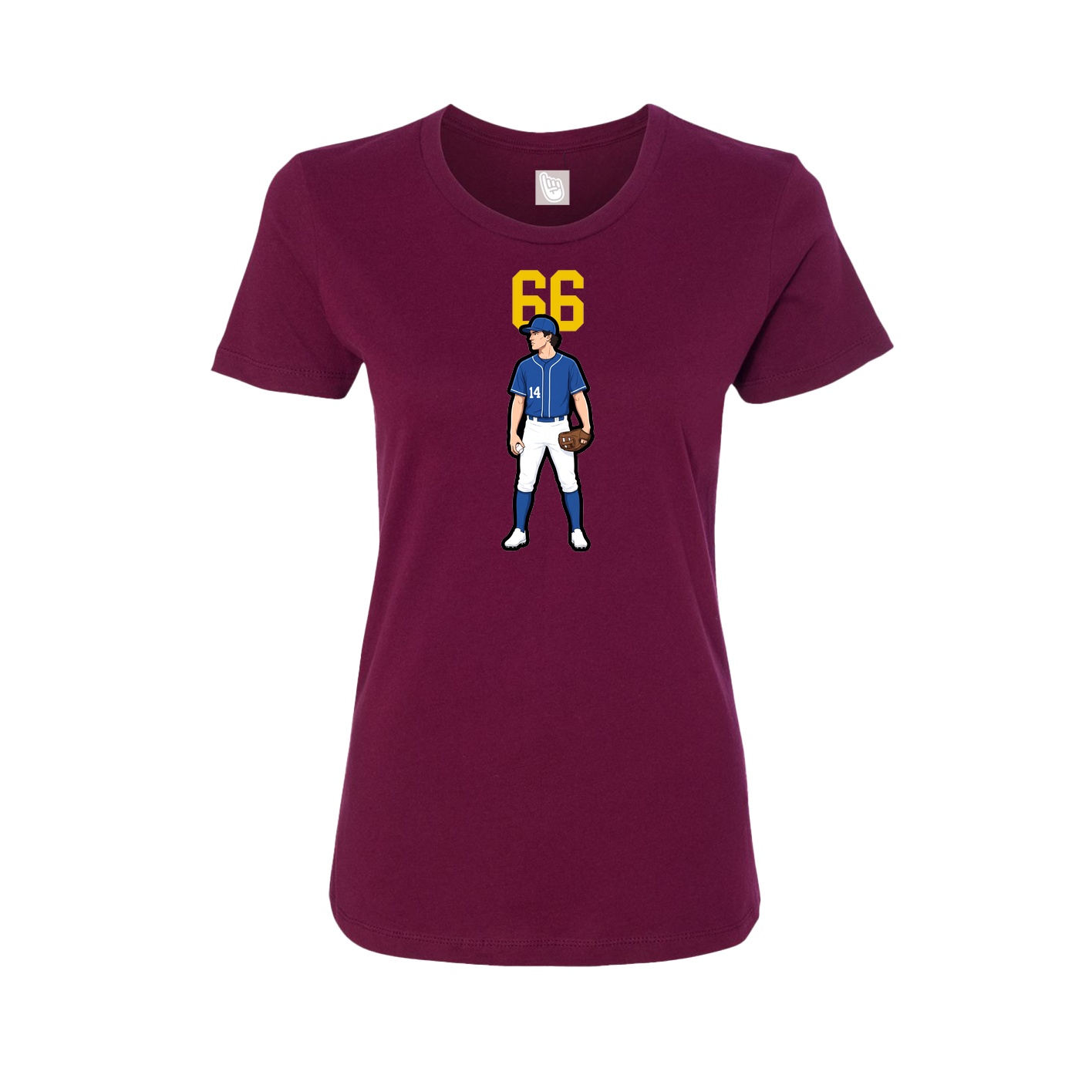 Fitted Women's Tee — Number Top in Maroon