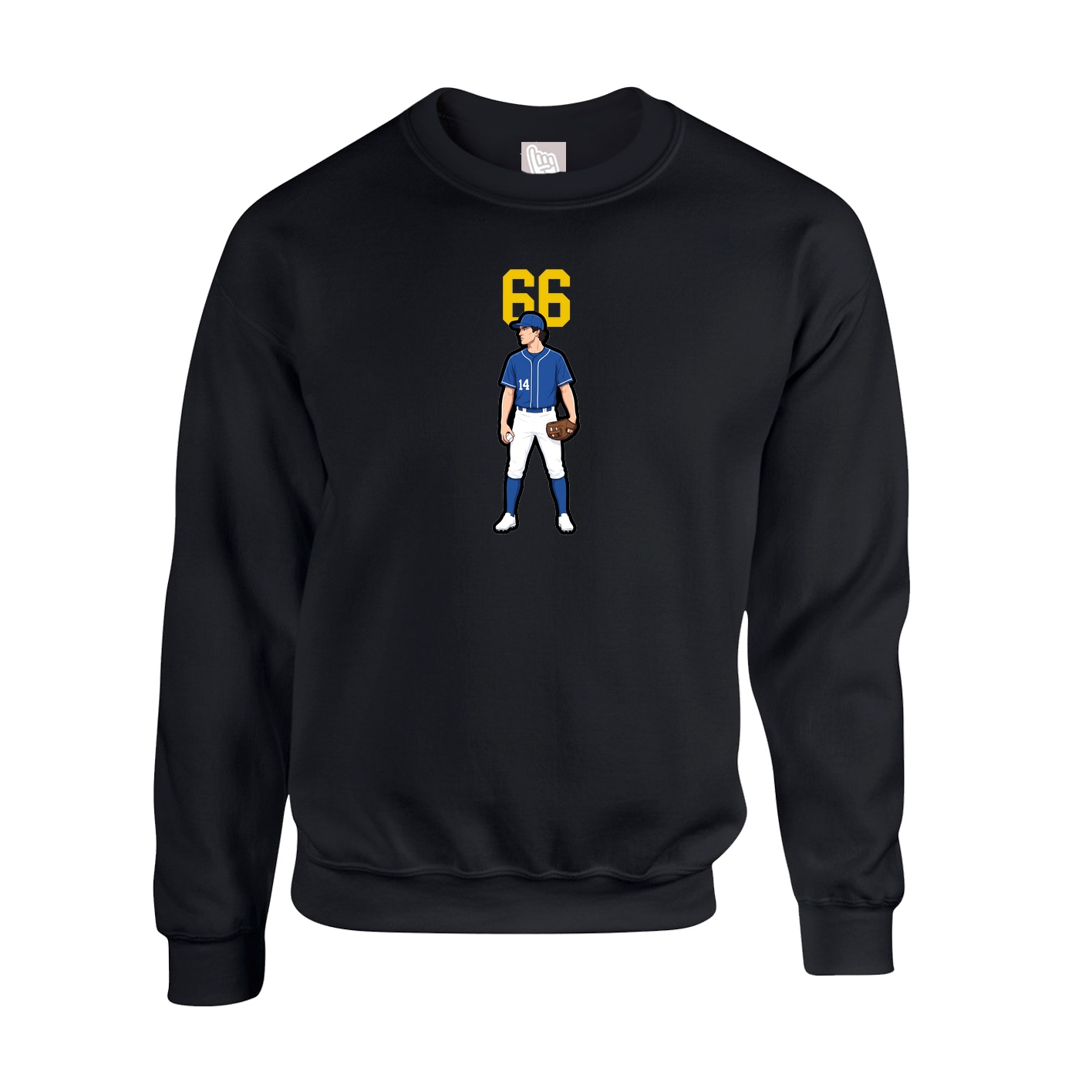 Fleece Crew — Number Top in Black