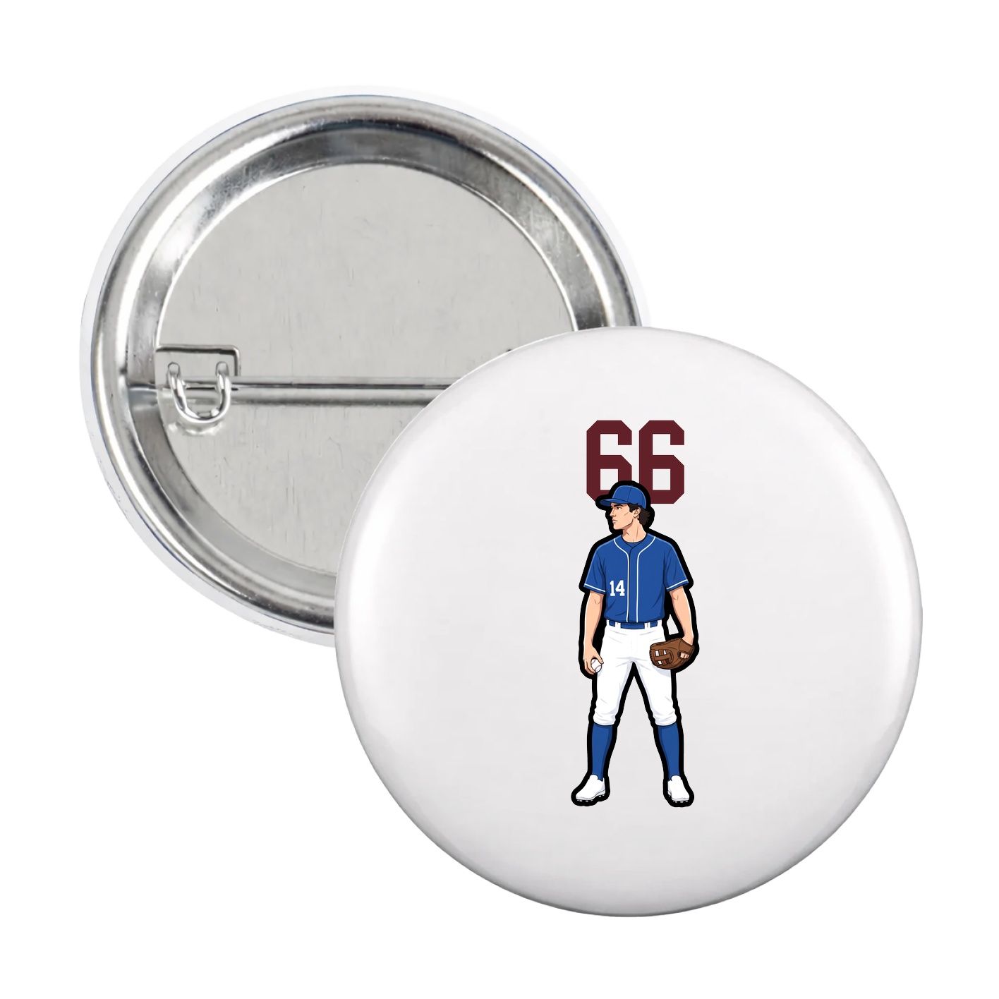 Game Day Button — Number Top in White