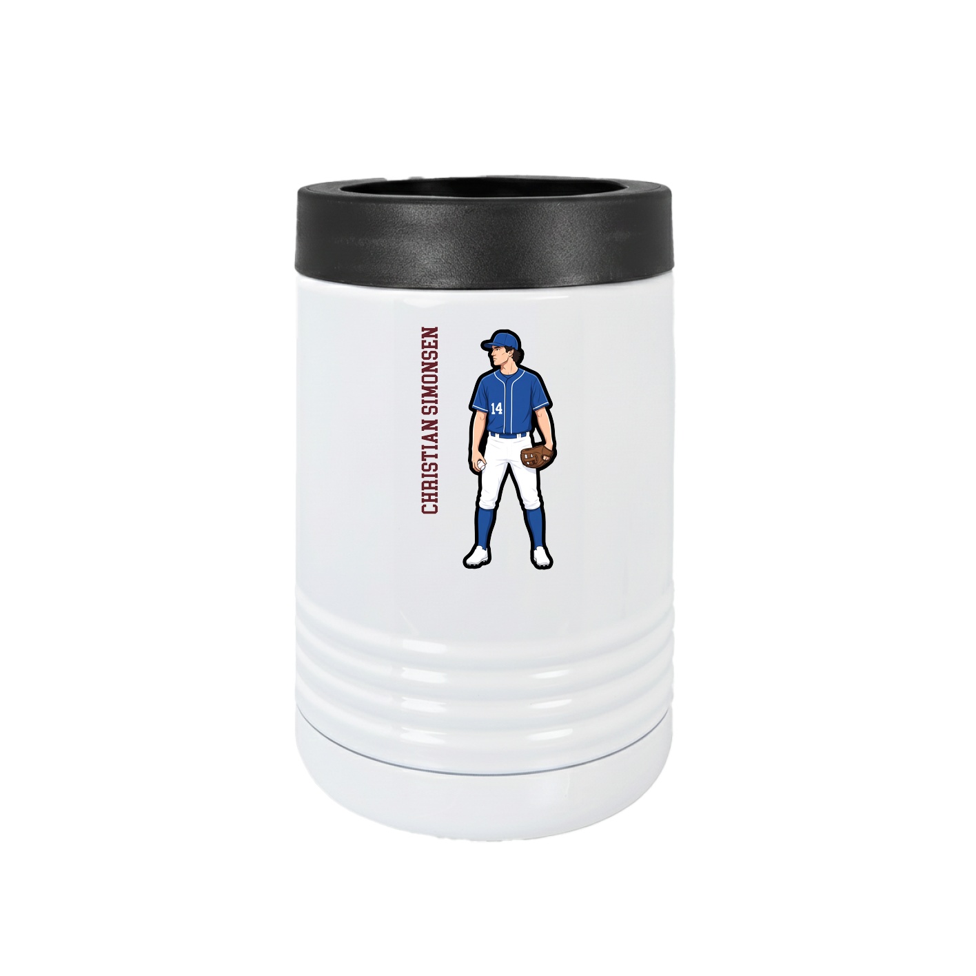 Beverage Holder — Name Vertical in White