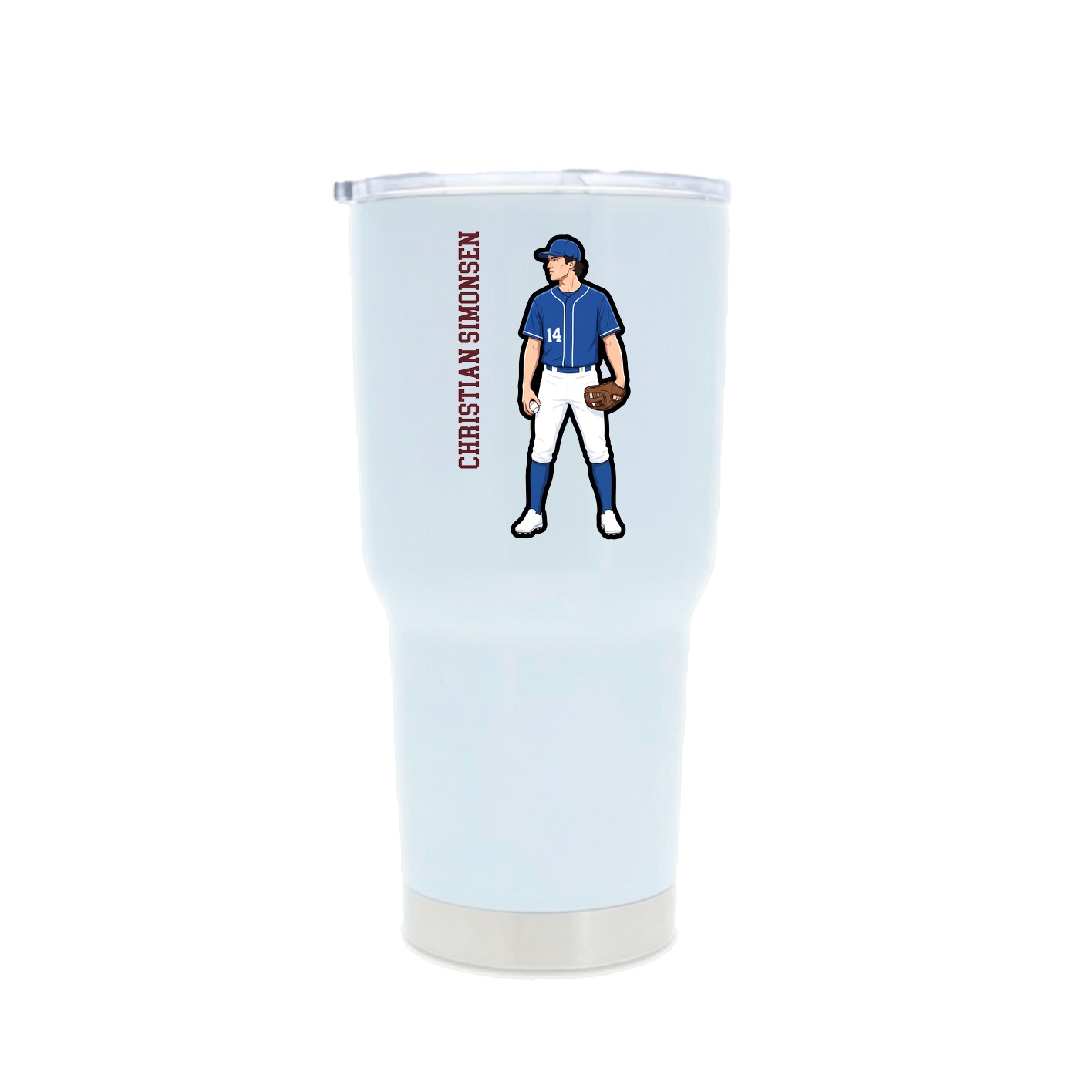 30oz Stainless Steel Tumbler — Name Vertical in White