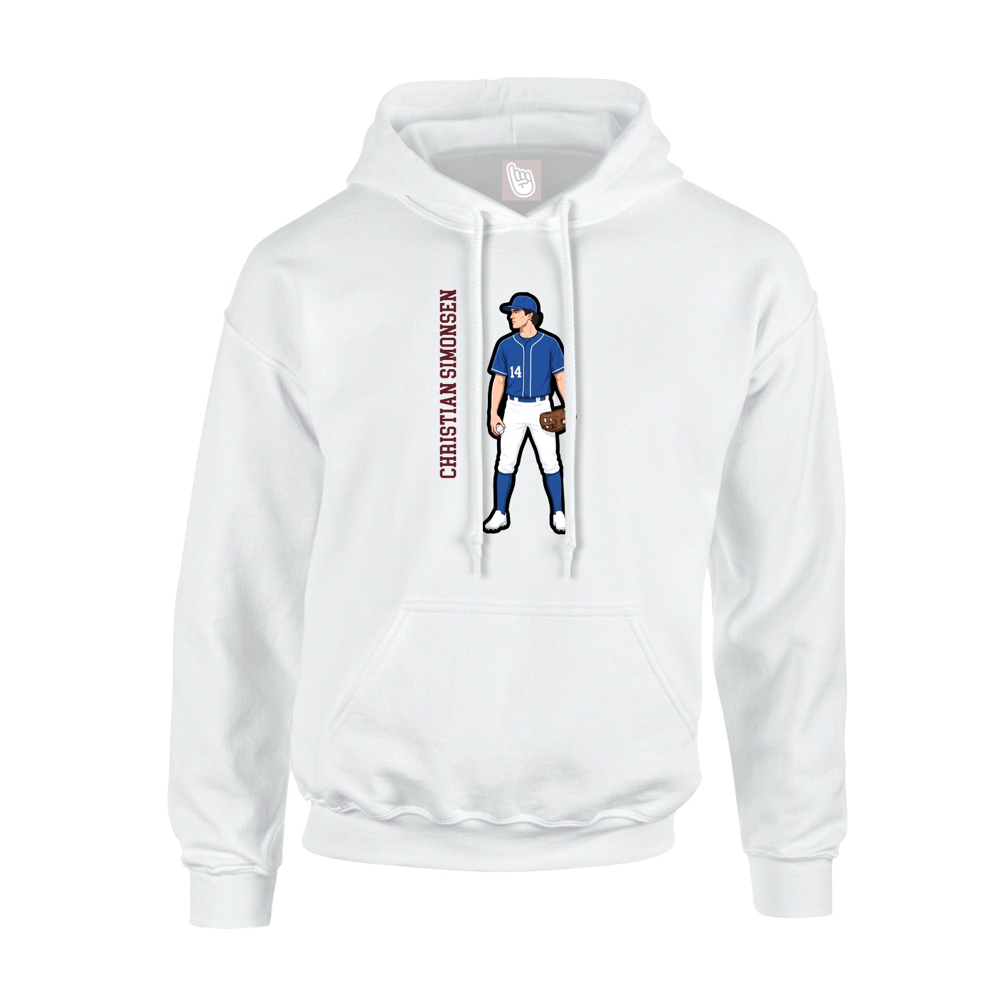 Youth Hoodie — Name Vertical in White