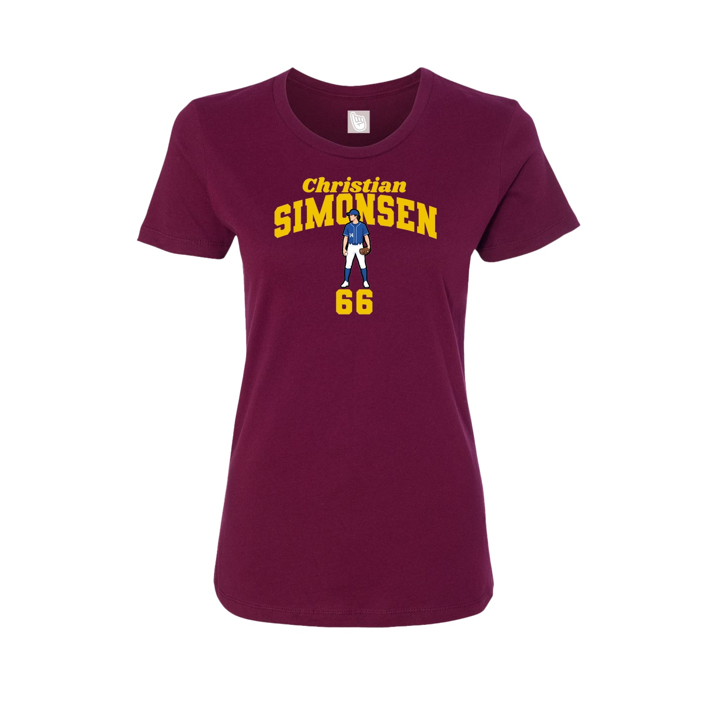 Fitted Women's Tee — Signature Arch in Maroon