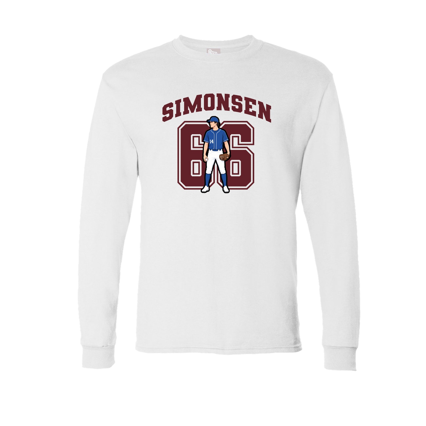 Long Sleeve Tee — Number in White
