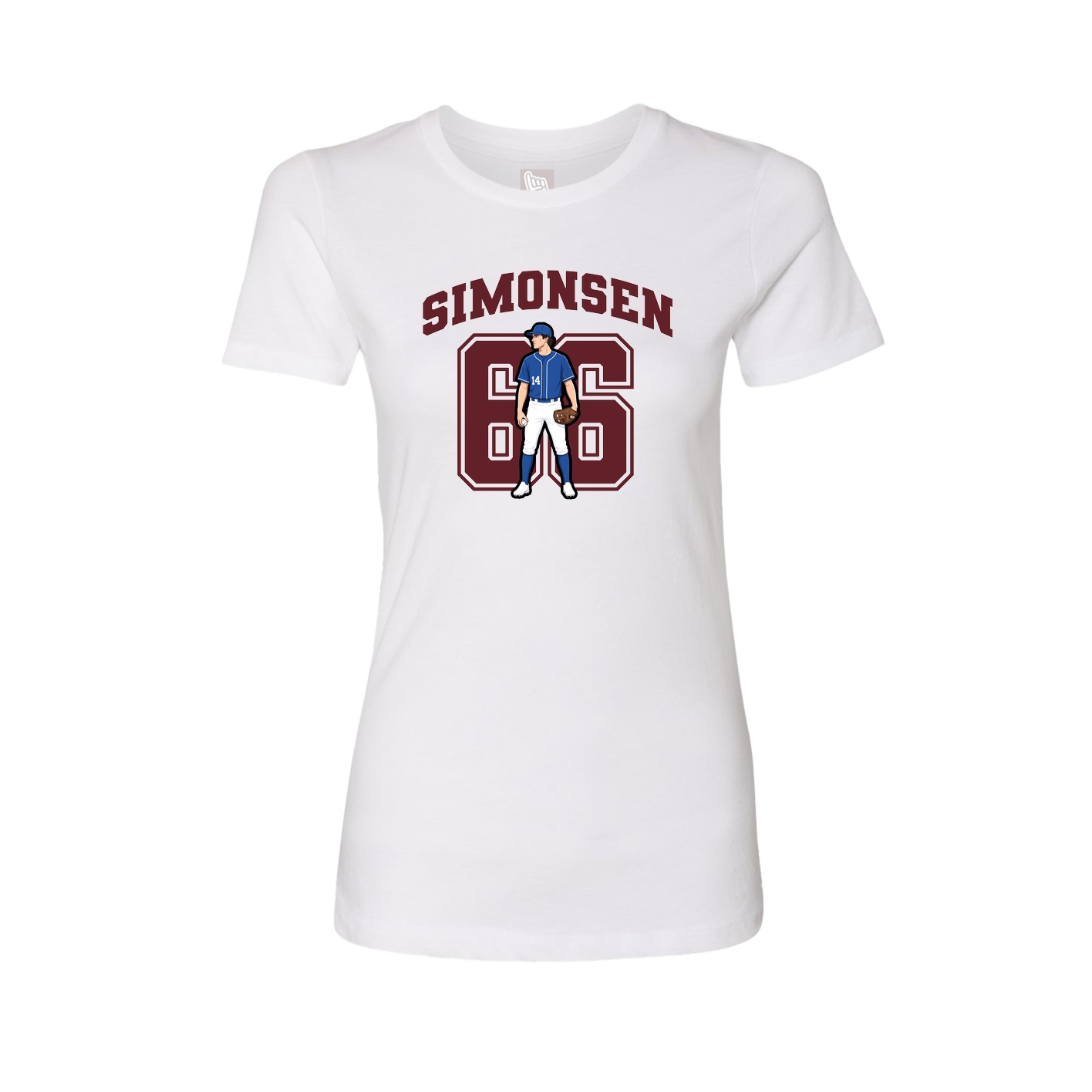 Fitted Women's Tee — Number in White