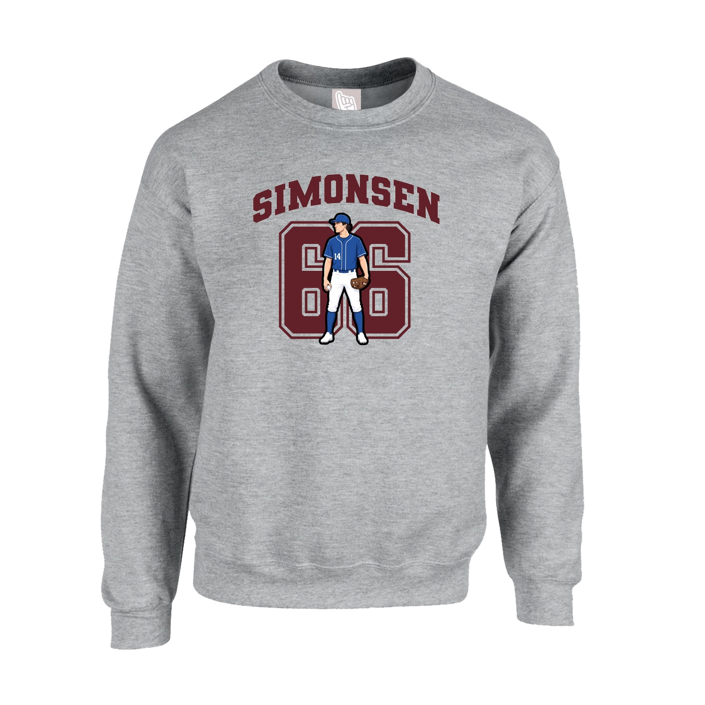 Fleece Crew — Number in Grey