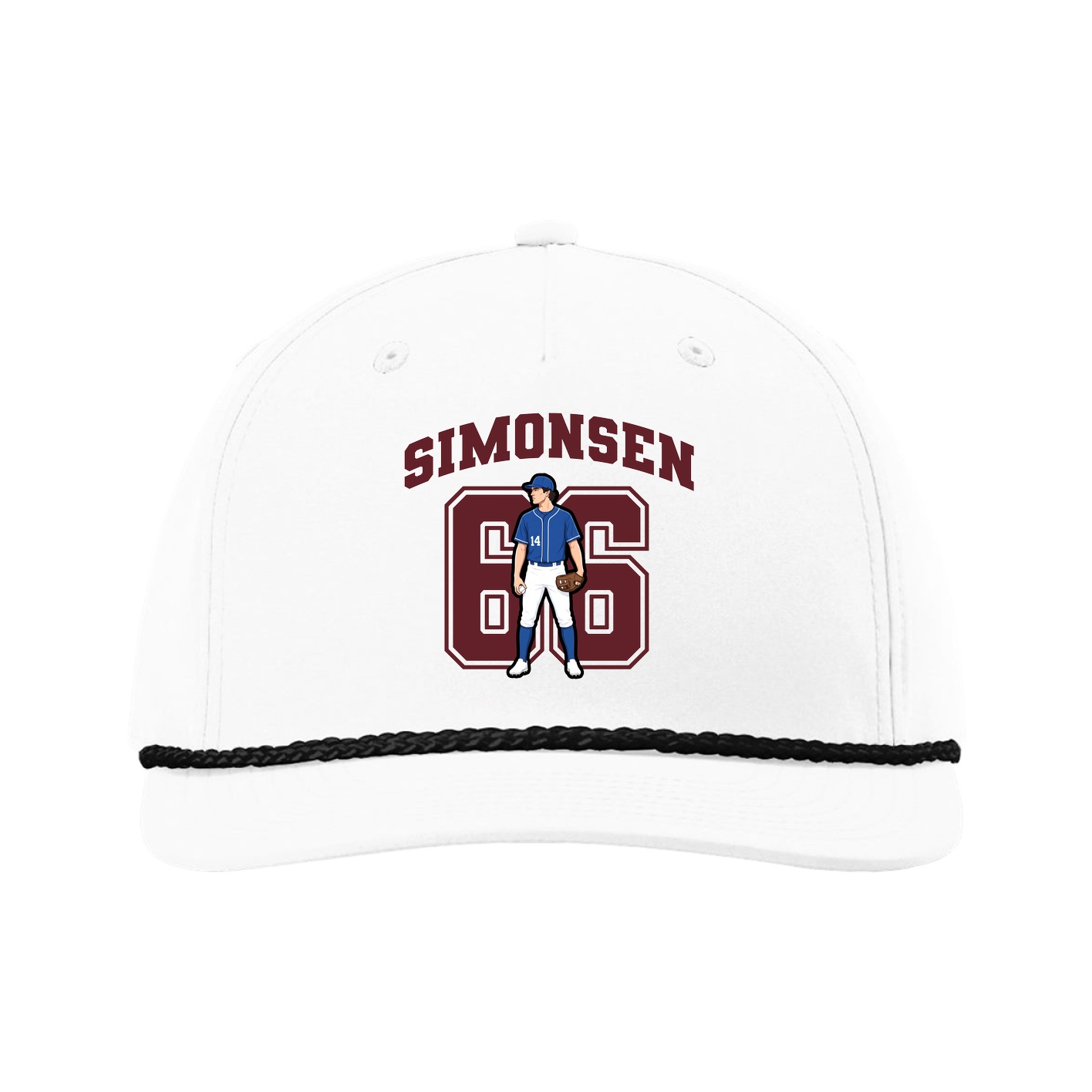 Five-Panel Classic Rope Cap — Number in White