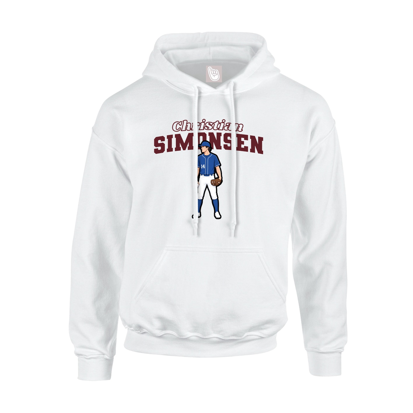 Youth Hoodie — Name Arch in White