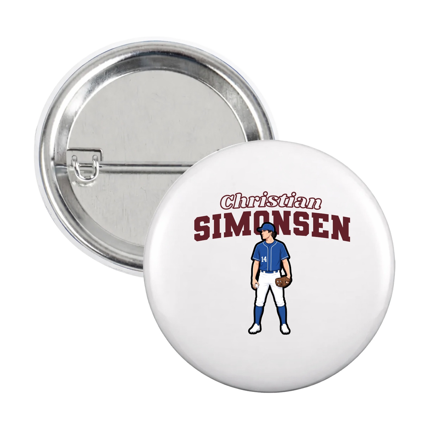 Game Day Button — Name Arch in White
