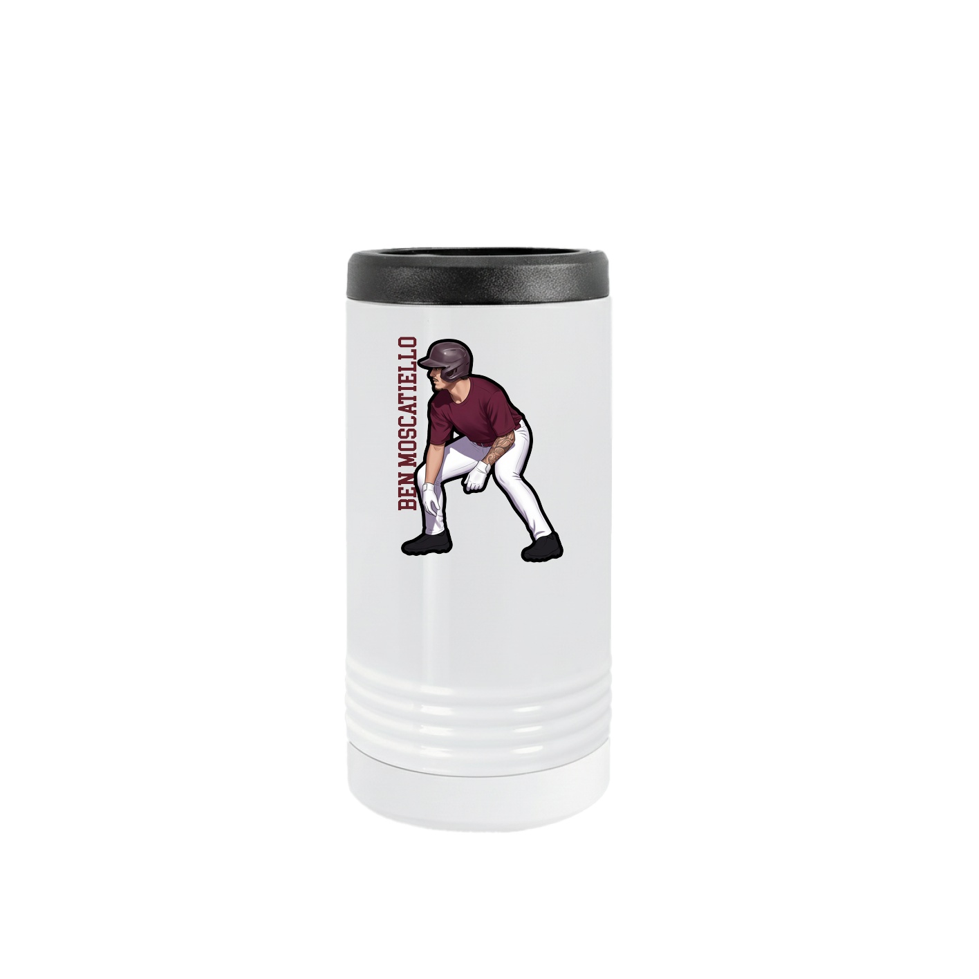 Slim Beverage Holder — Name Vertical in White