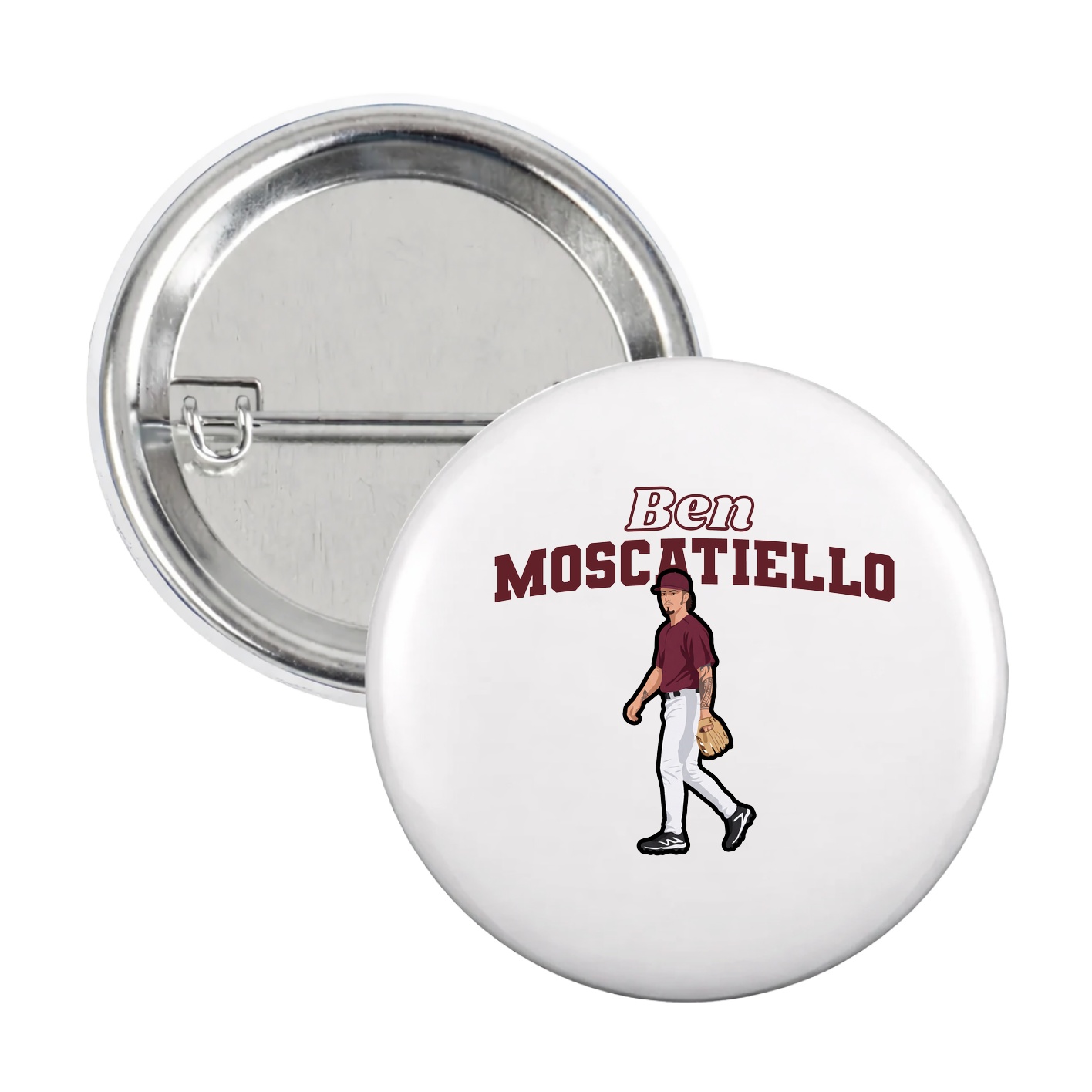 Game Day Button — Name Arch in White