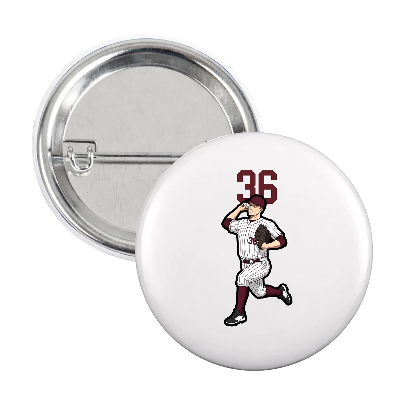 Game Day Button — Number Top in White