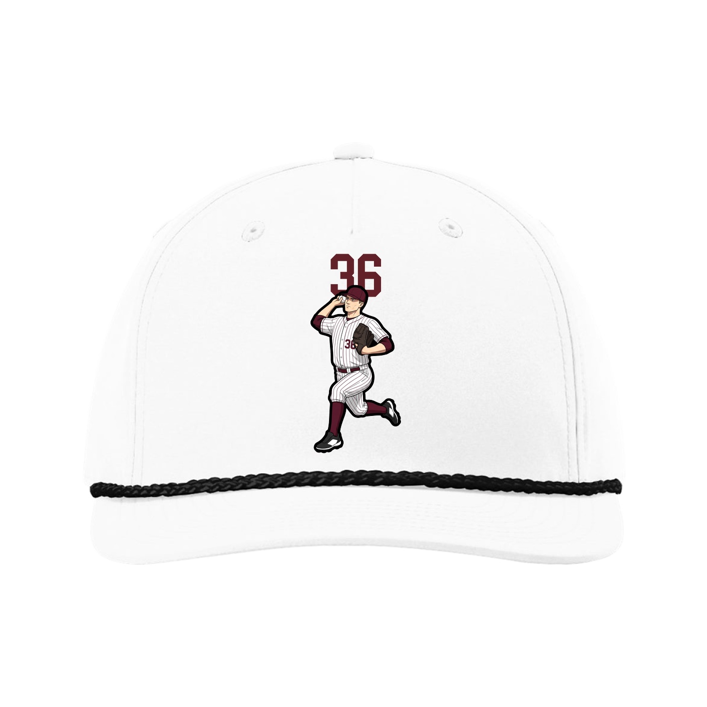 Five-Panel Classic Rope Cap — Number Top in White