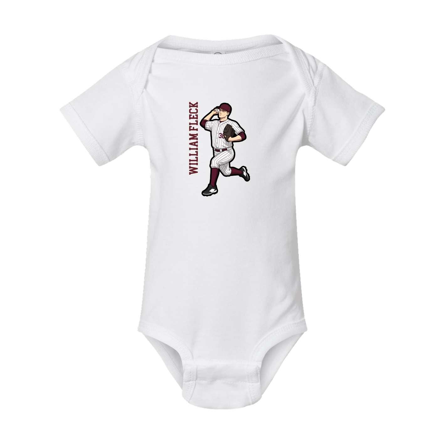 Baby Onesie — Name Vertical in White