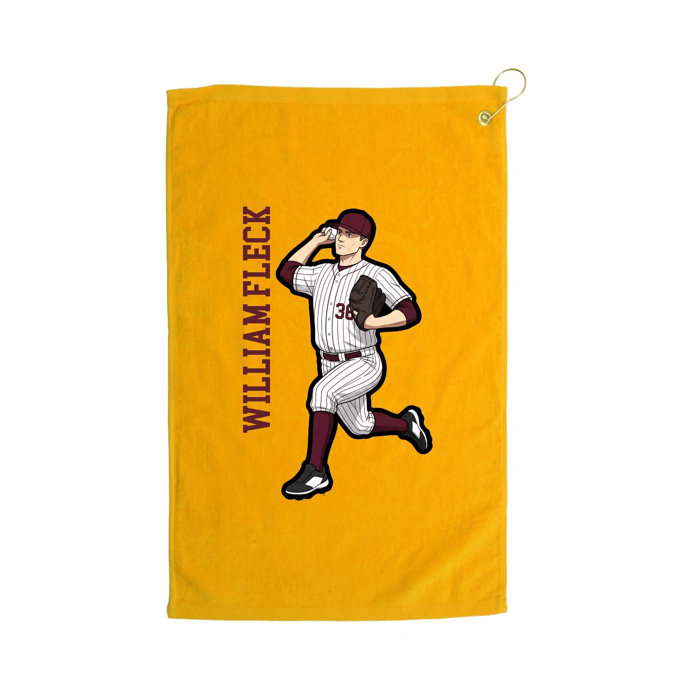 Golf Towel — Name Vertical in Gold