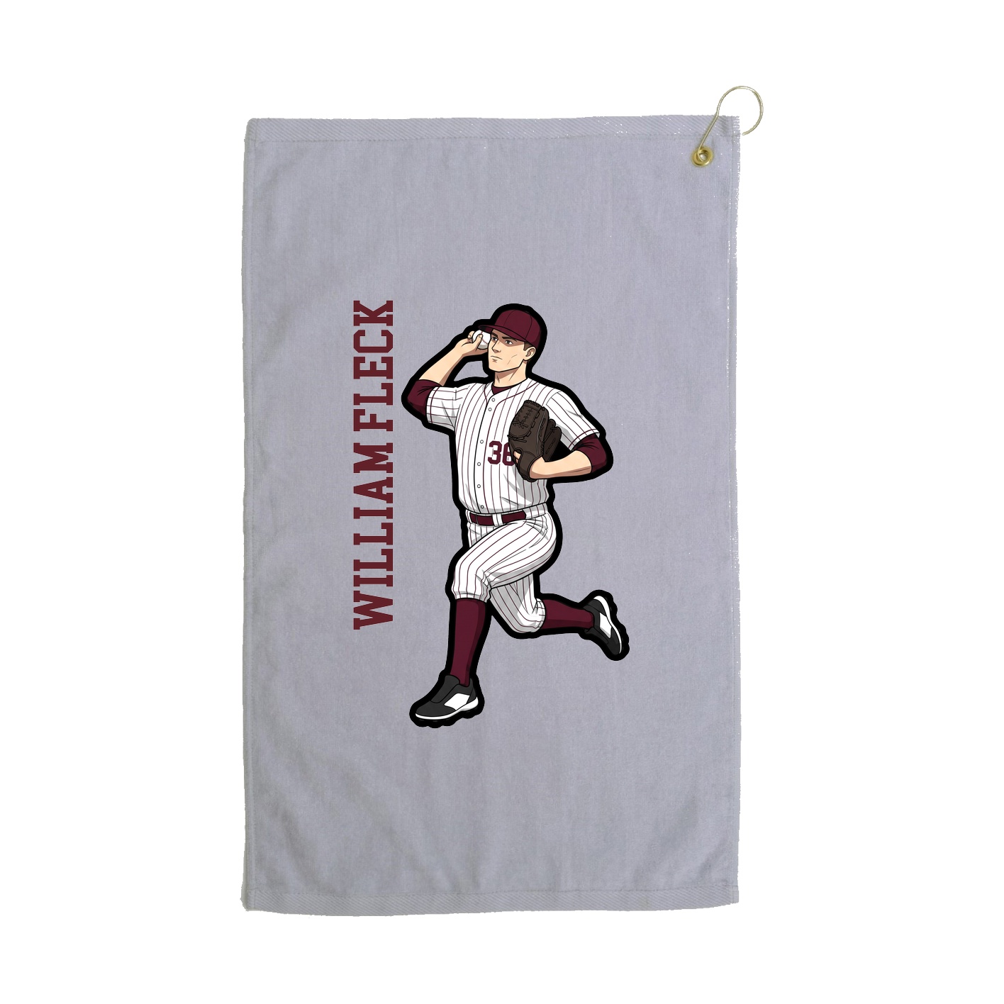 Golf Towel — Name Vertical in Grey