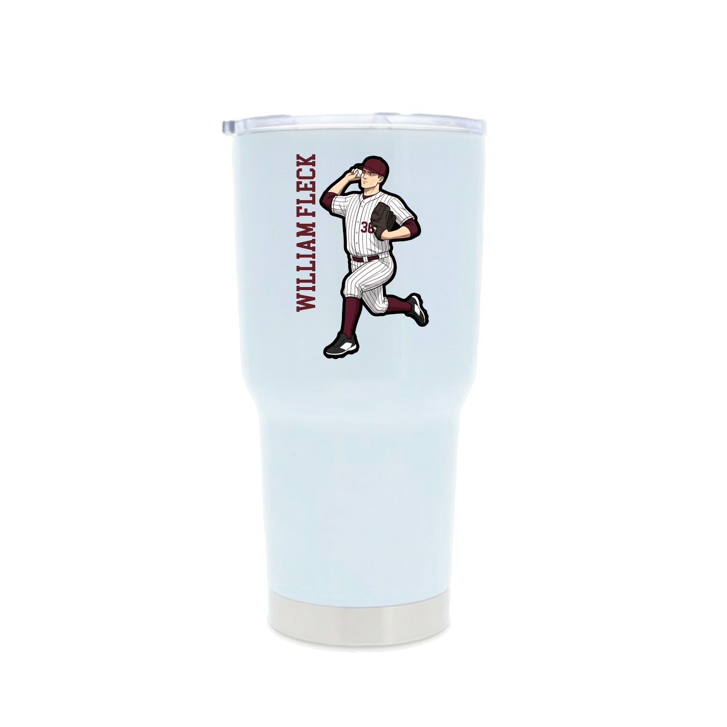 30oz Stainless Steel Tumbler — Name Vertical in White