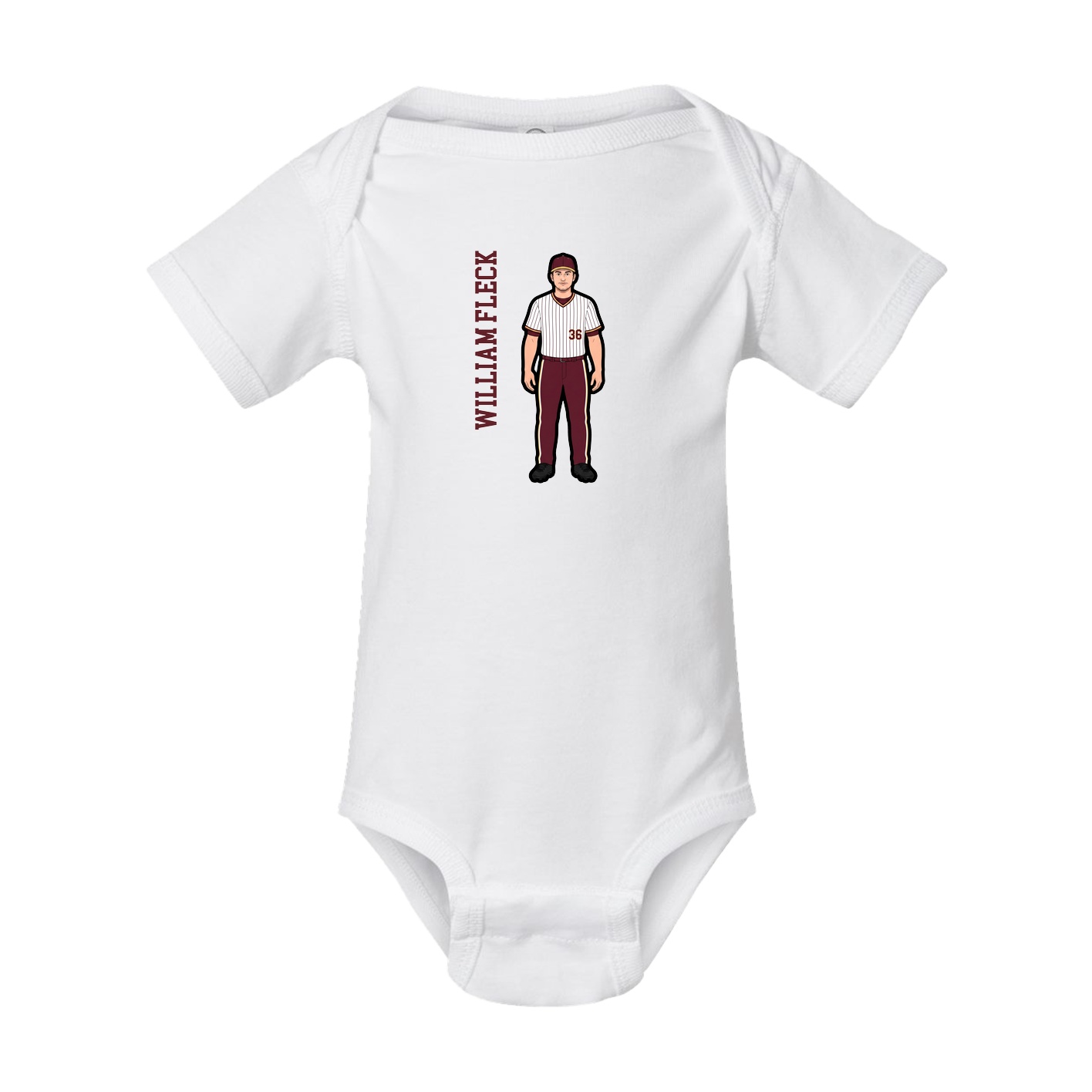 Baby Onesie — Name Vertical in White
