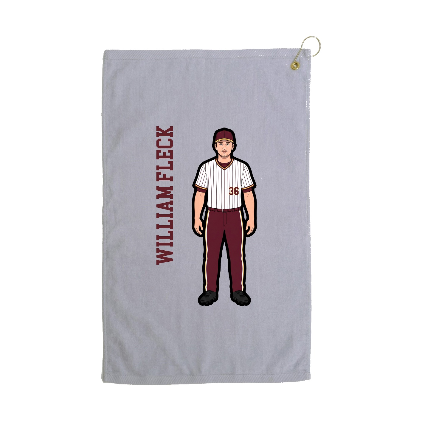 Golf Towel — Name Vertical in Grey