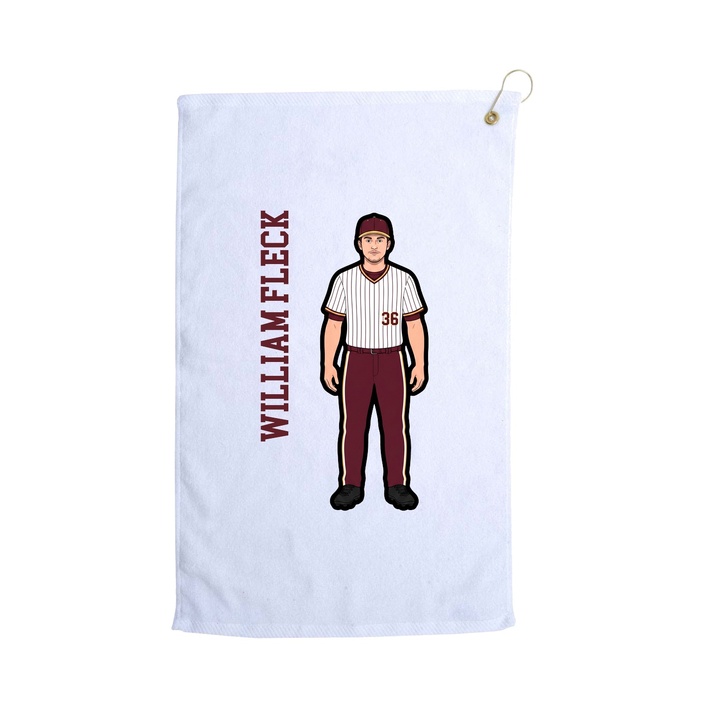 Golf Towel — Name Vertical in White