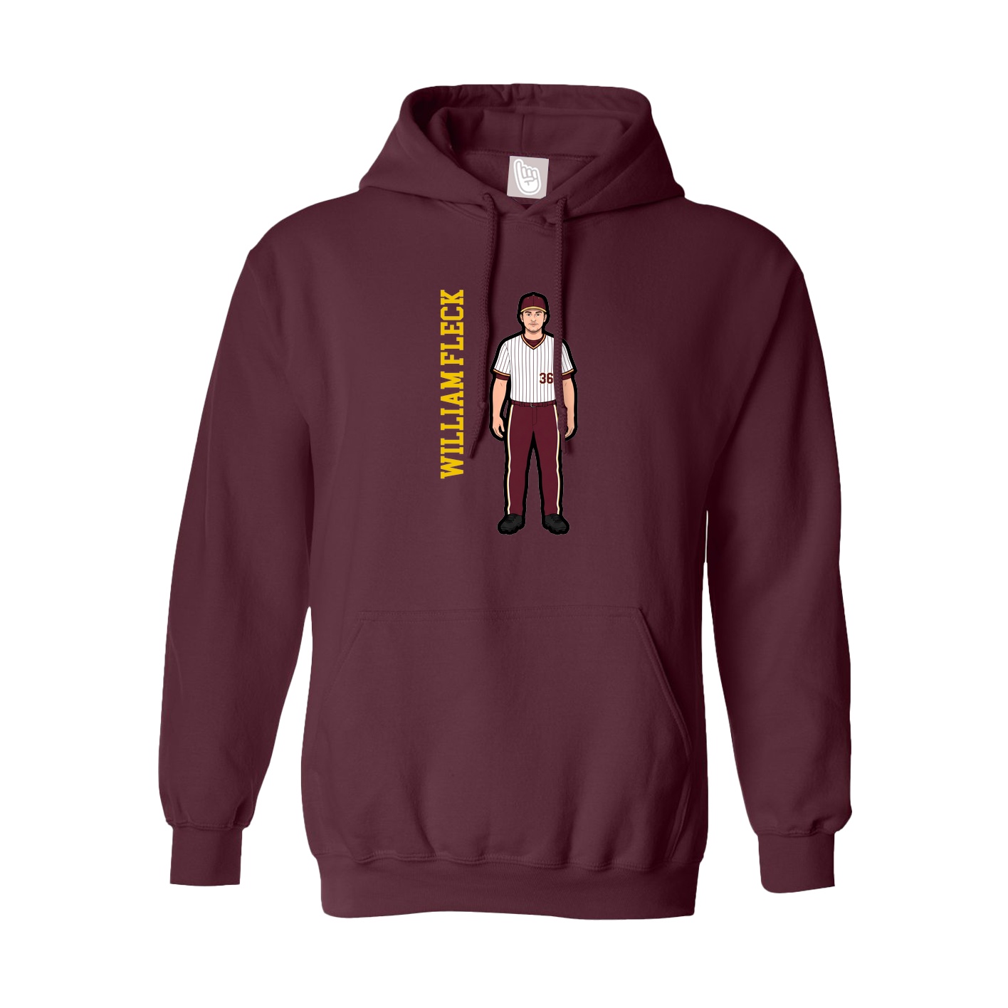 Hoodie — Name Vertical in Maroon