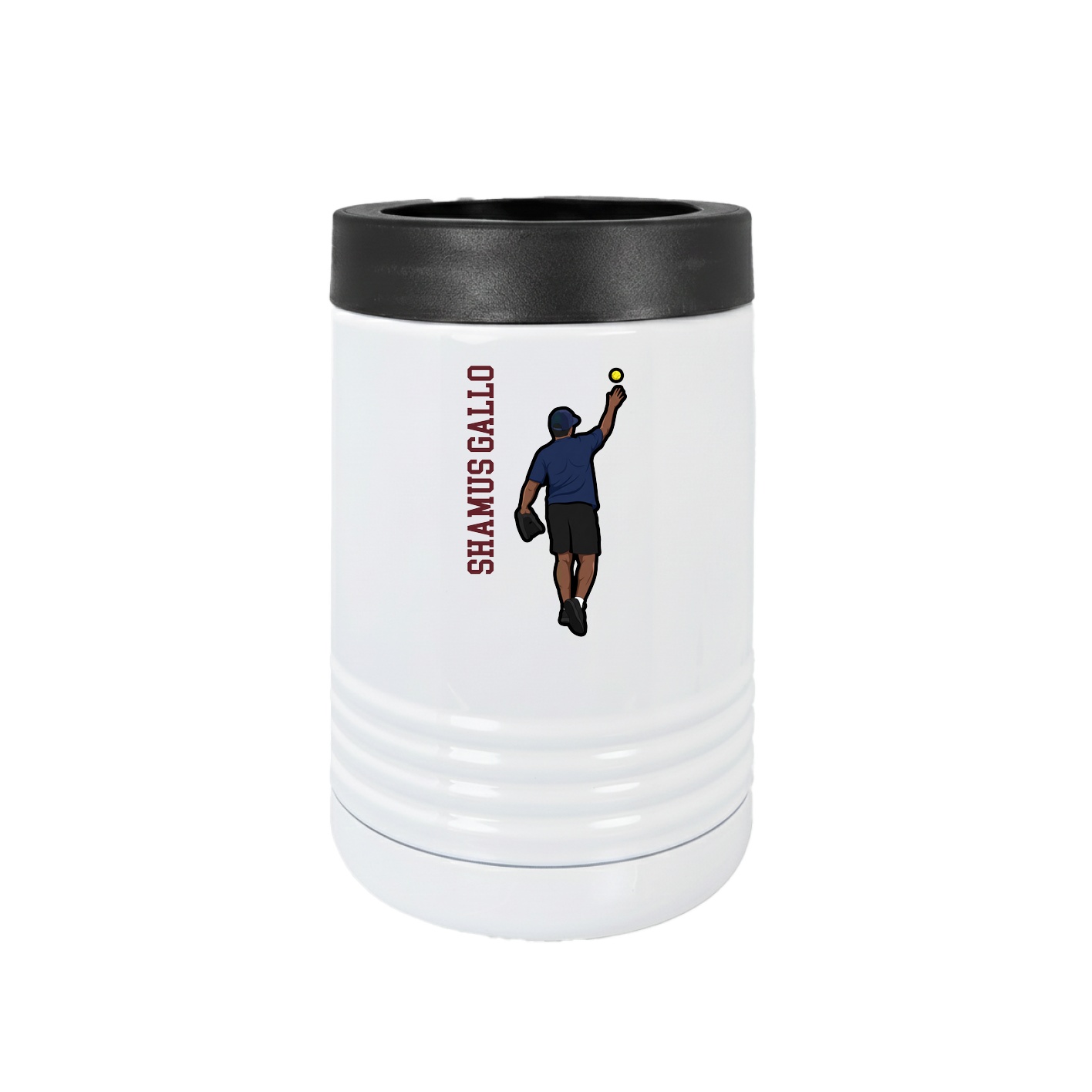 Beverage Holder — Name Vertical in White