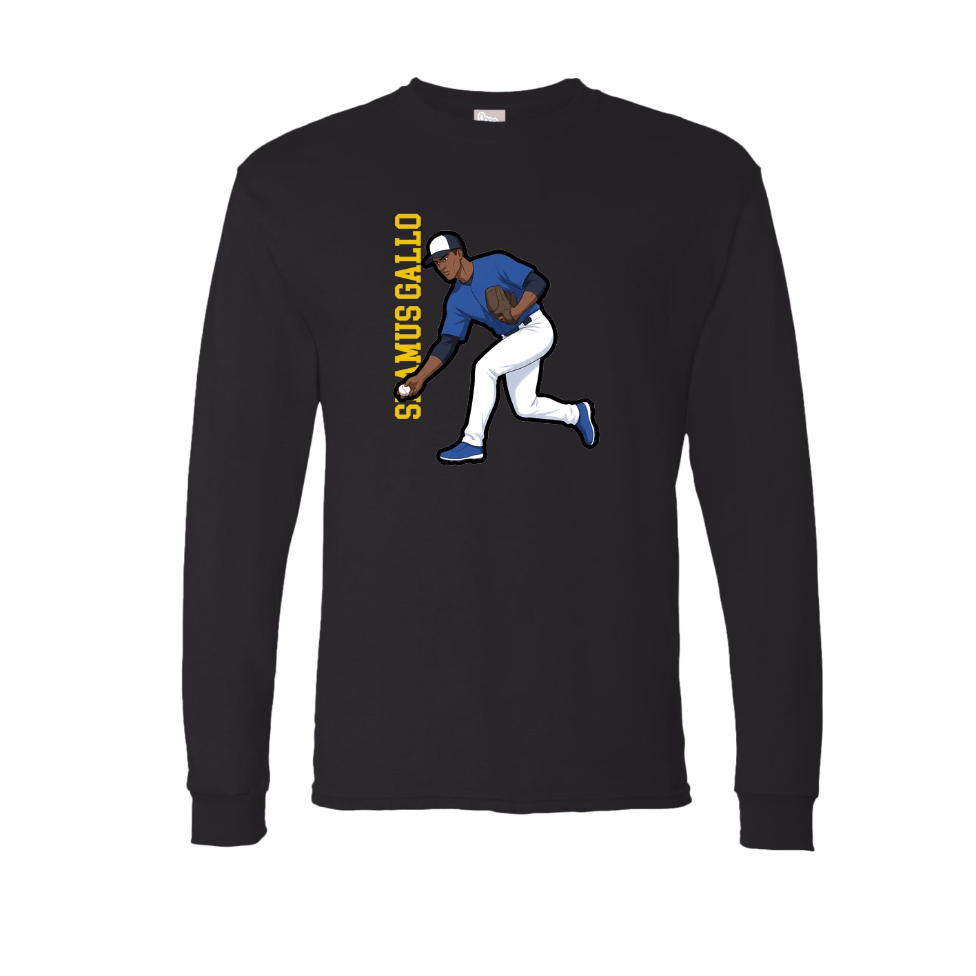 Long Sleeve Tee — Name Vertical in Black