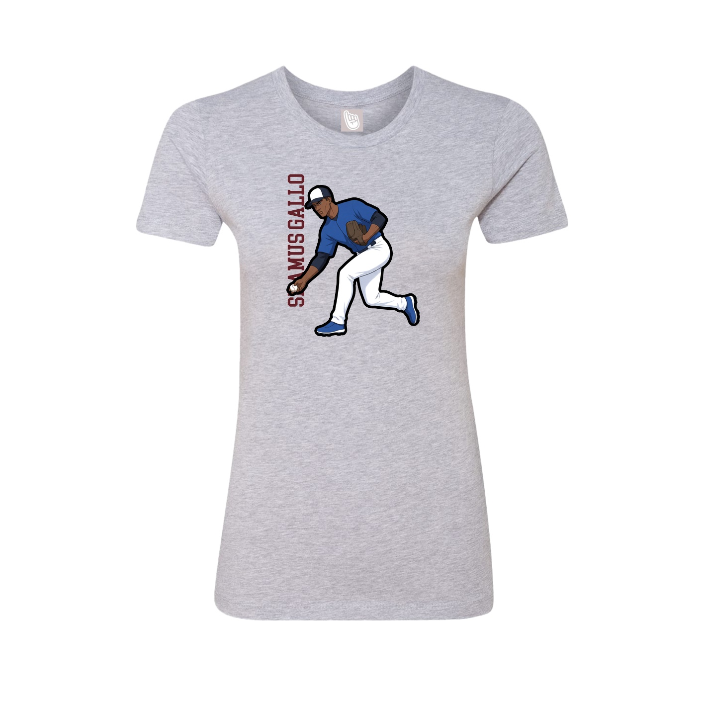 Fitted Women's Tee — Name Vertical in Grey