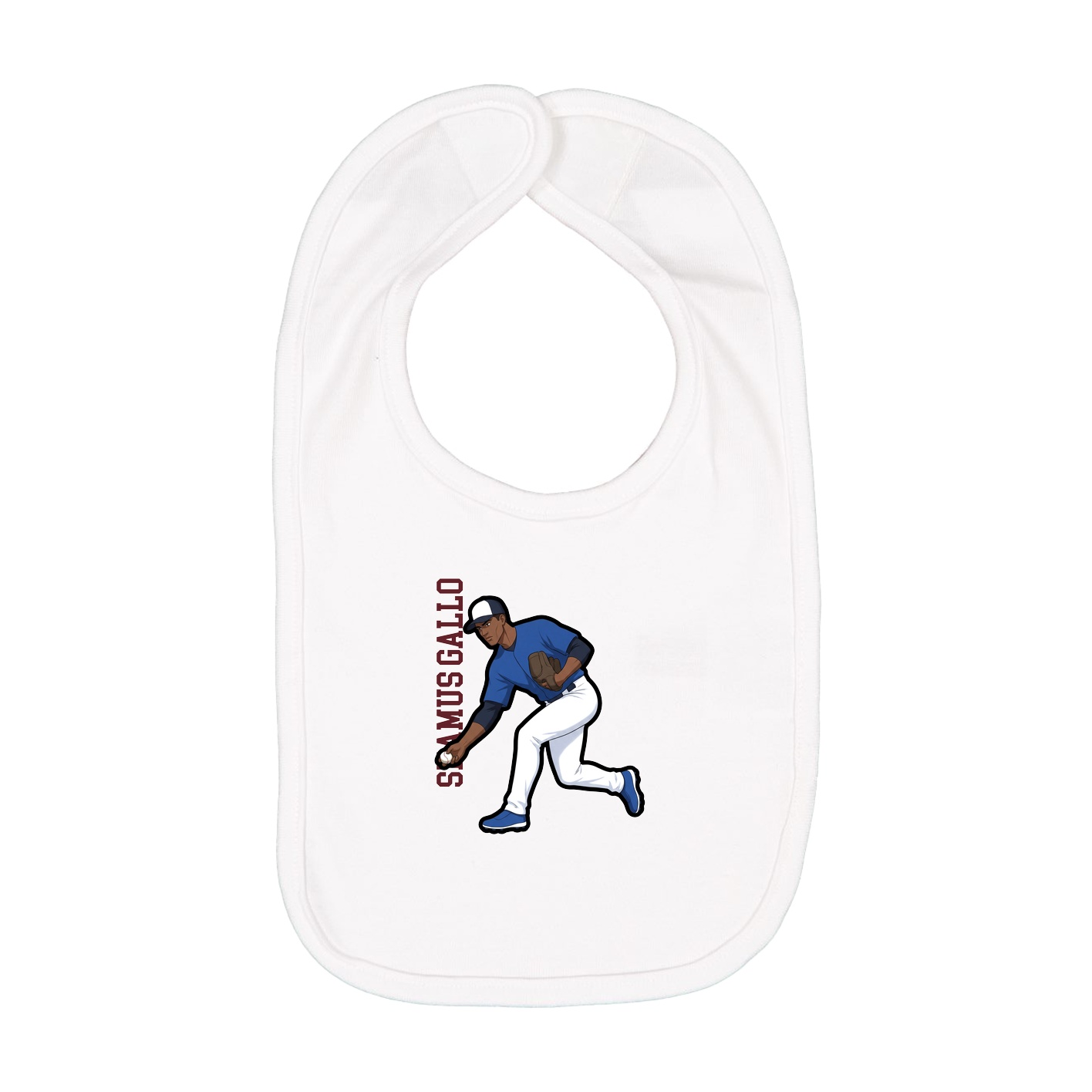 Infant Bib — Name Vertical in White