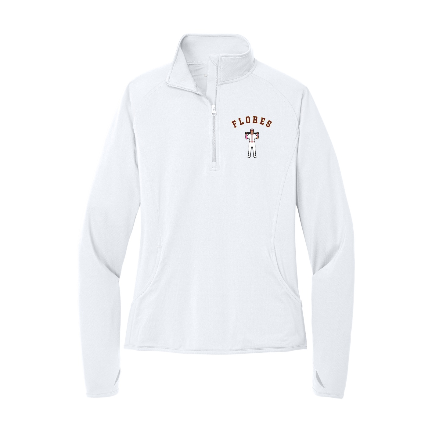Women's Q-Zip Pullover — Shirsey Arch in White