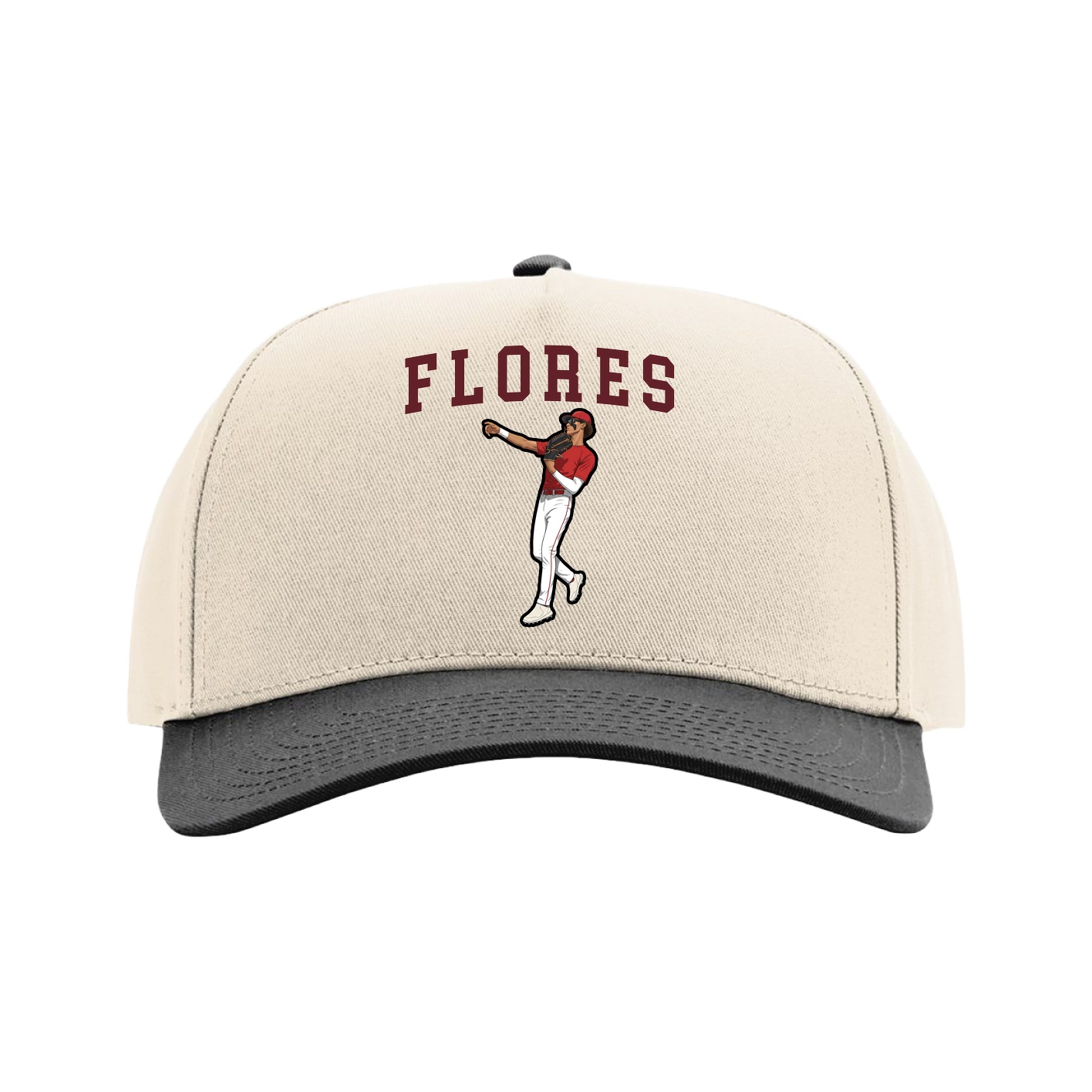 Full Fabric Five-Panel Champ Cap — Shirsey in Cream/Black