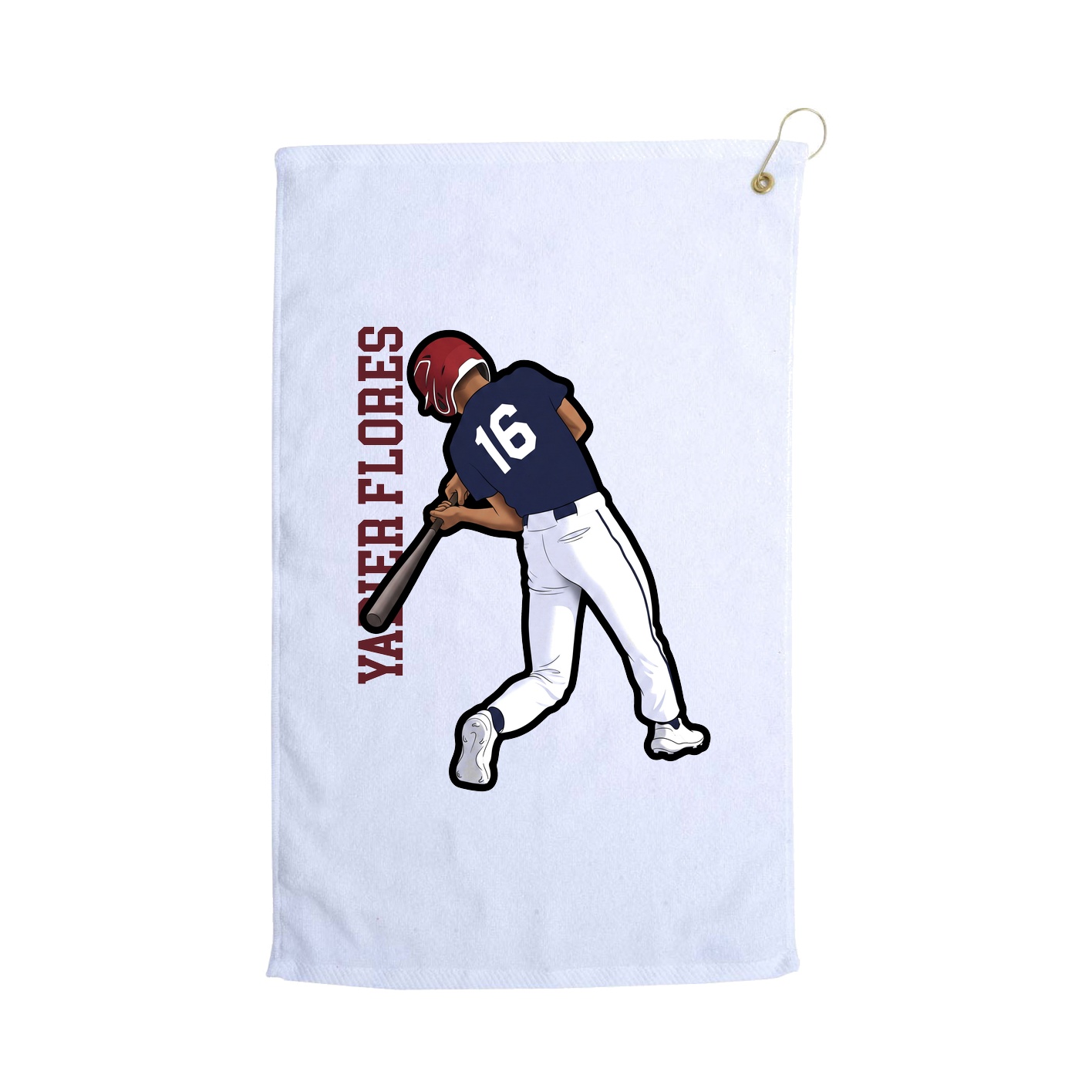 Golf Towel — Name Vertical in White