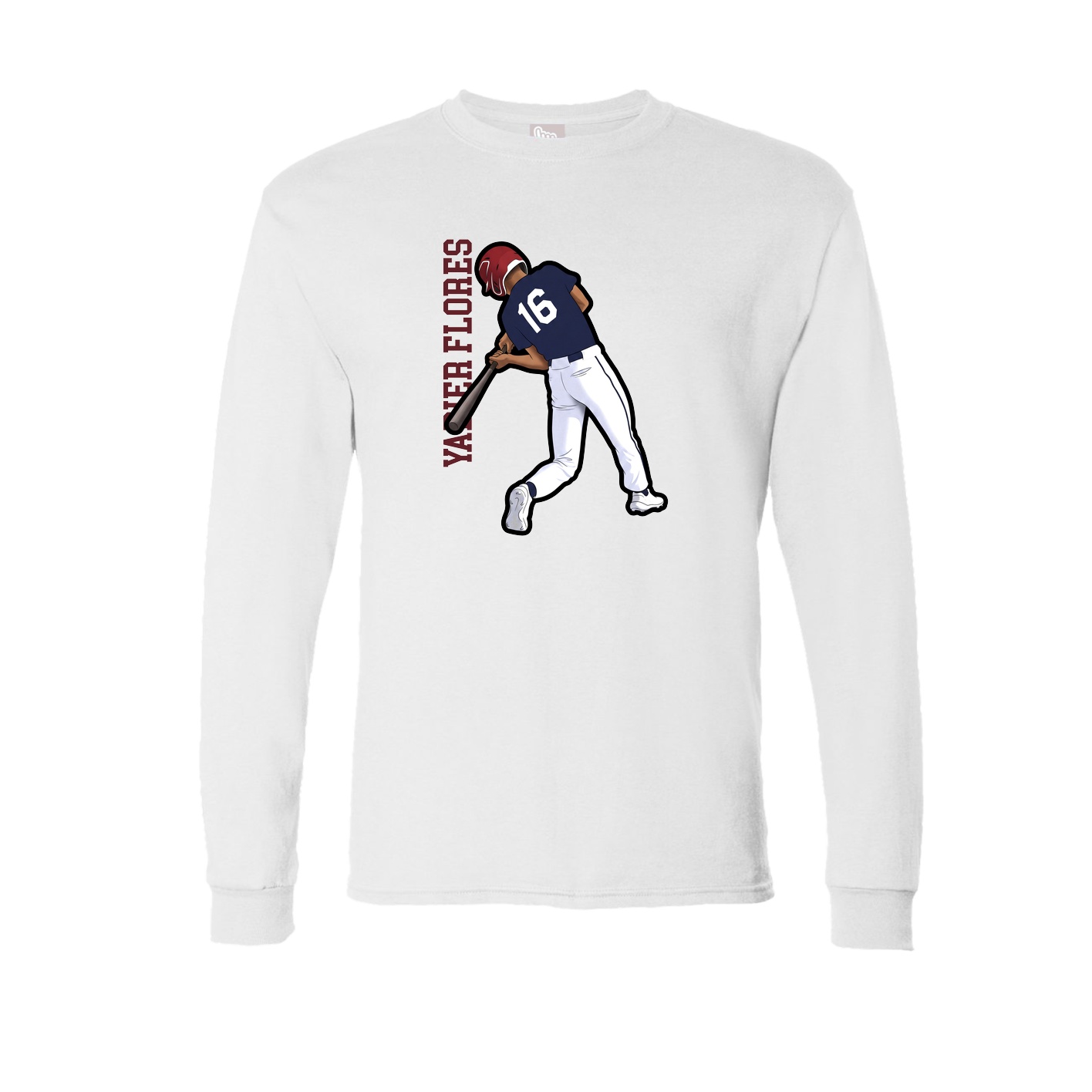 Long Sleeve Tee — Name Vertical in White