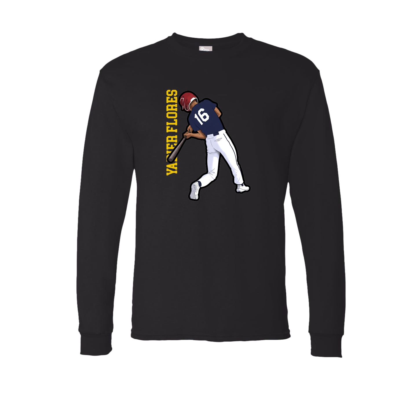 Long Sleeve Tee — Name Vertical in Black