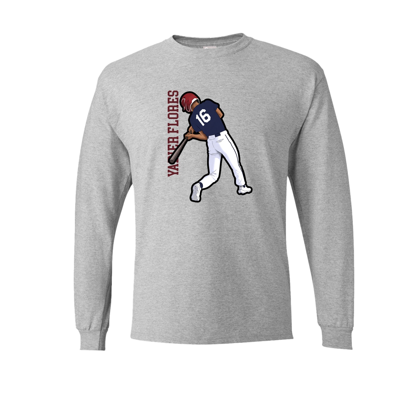 Long Sleeve Tee — Name Vertical in Grey