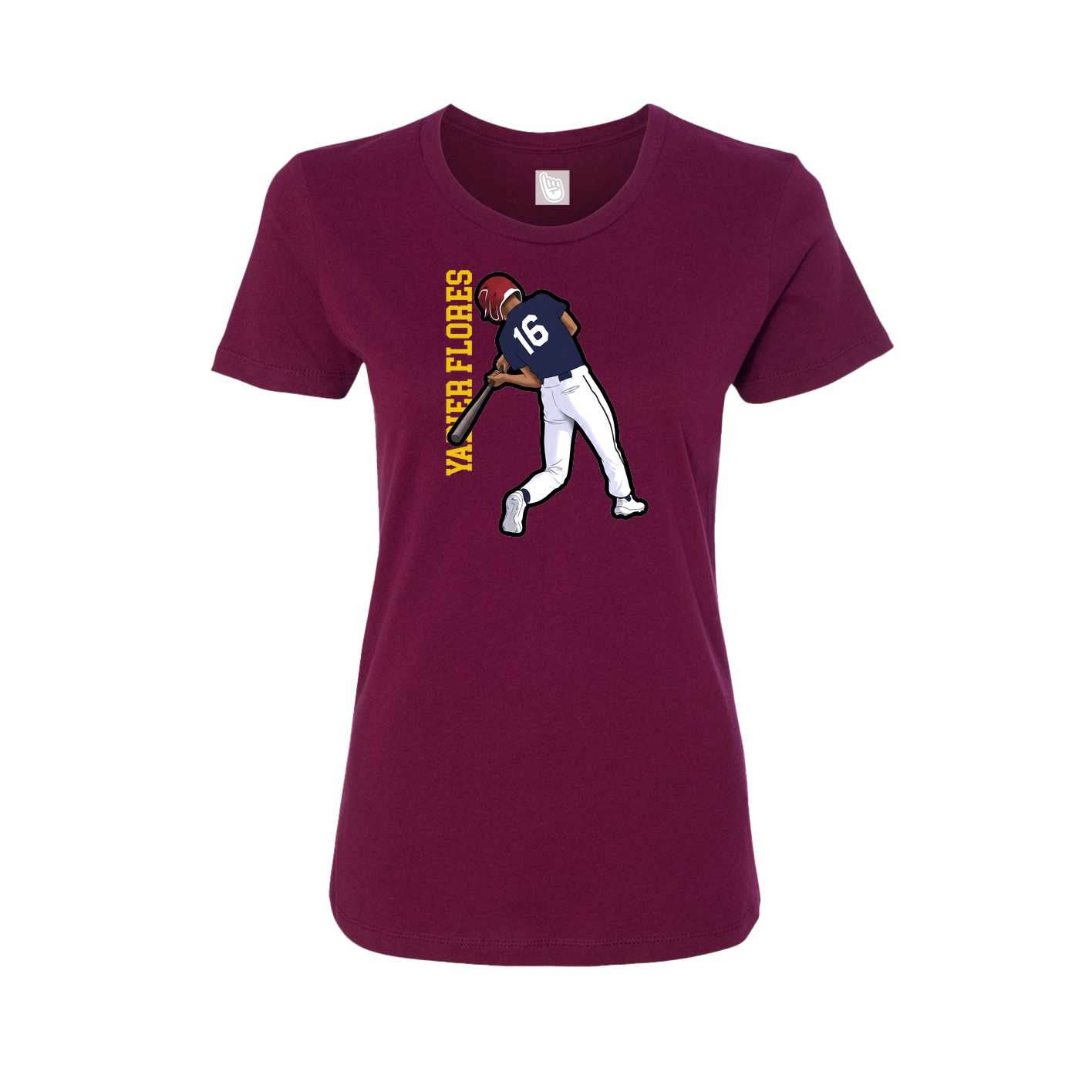Womens Tee — Name Vertical in Maroon