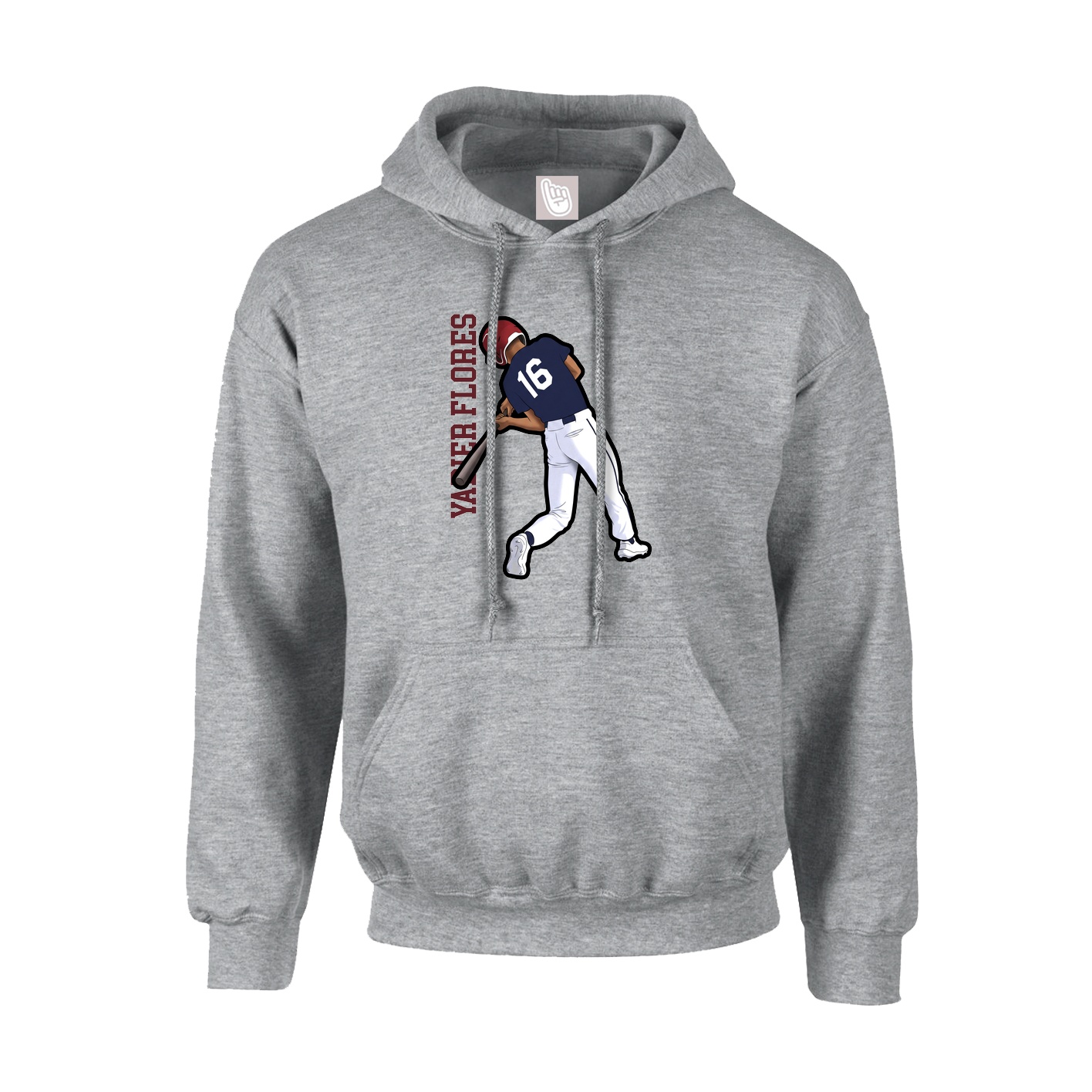 Youth Hoodie — Name Vertical in Grey