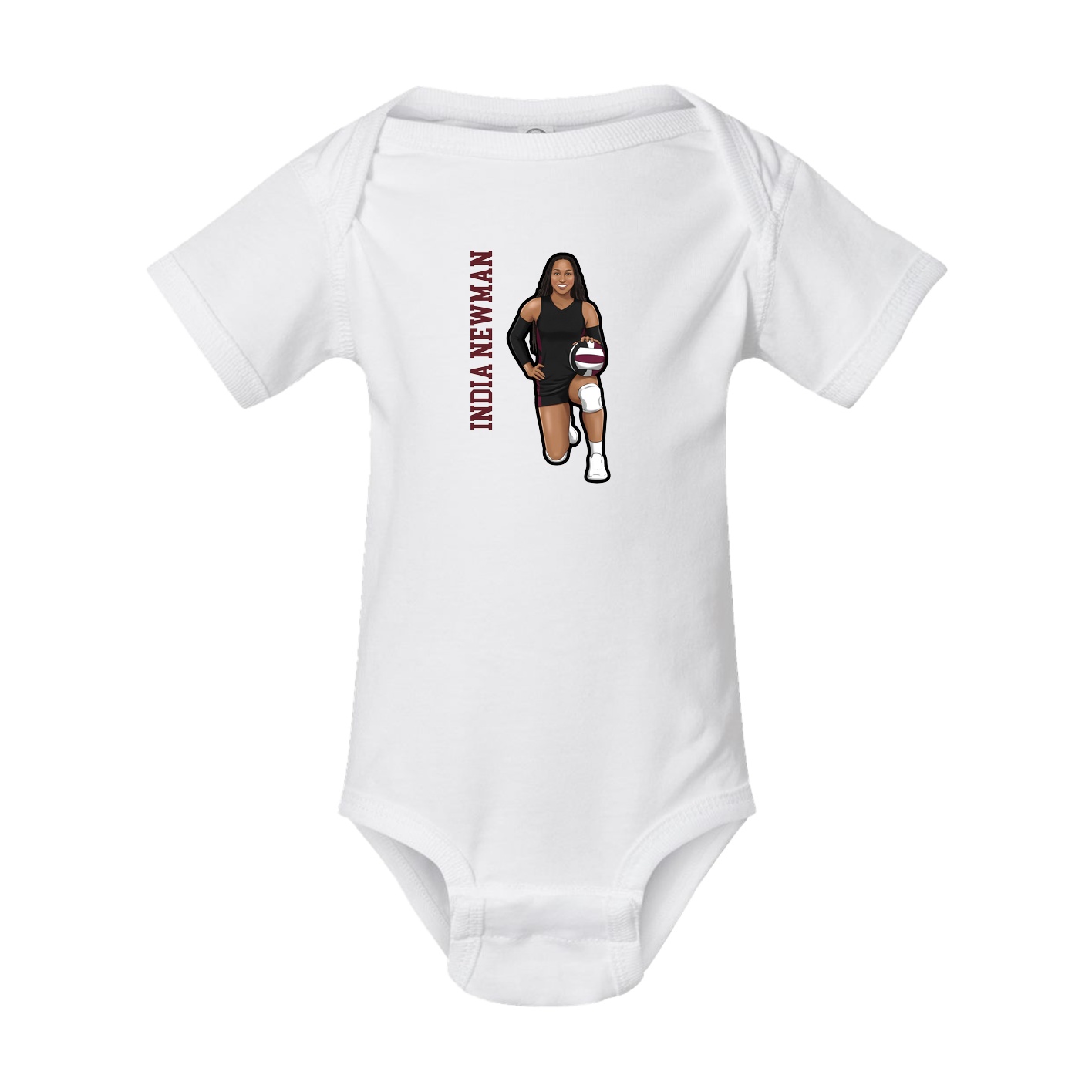 Baby Onesie — Name Vertical in White