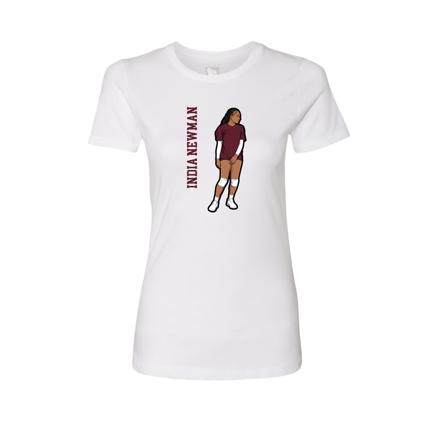Fitted Women's Tee — Name Vertical in White