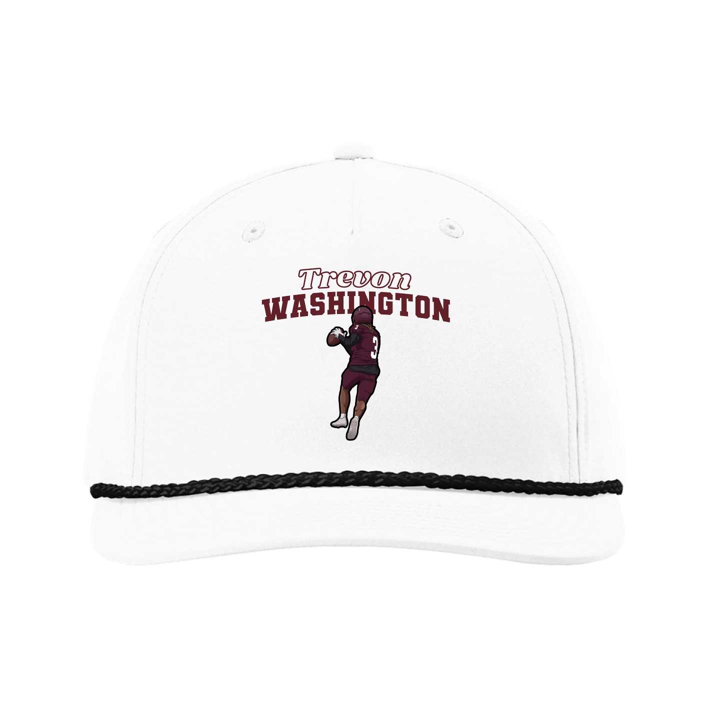 Five-Panel Classic Rope Cap — Name Arch in White