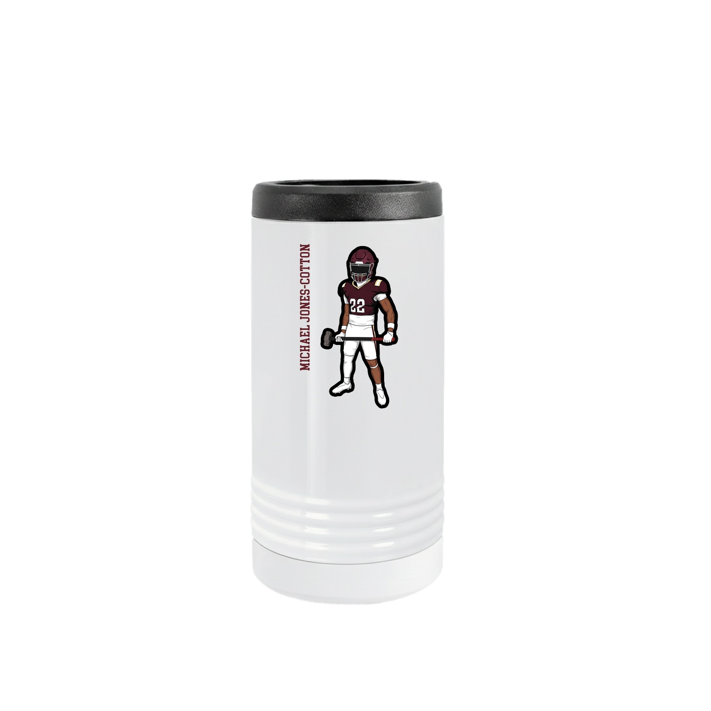 Slim Beverage Holder — Name Vertical in White