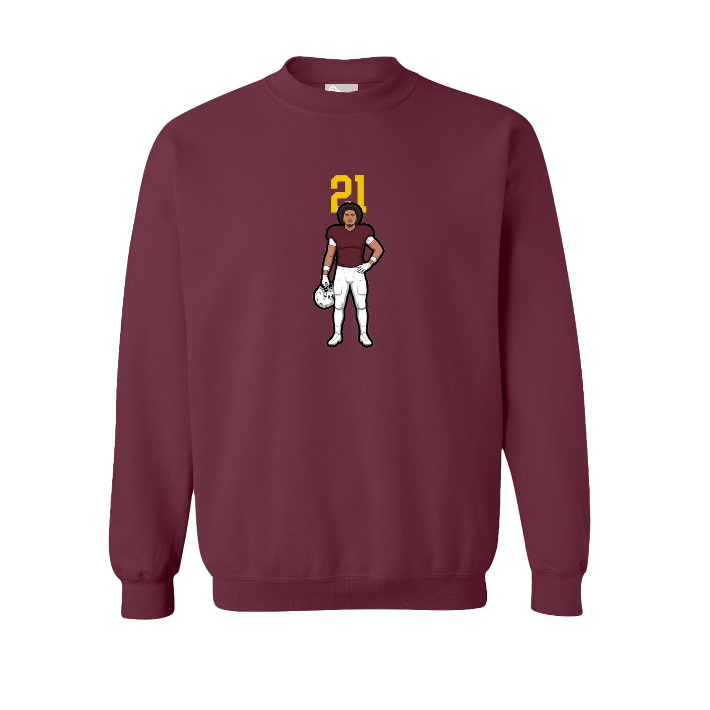 Fleece Crew — Number Top in Maroon
