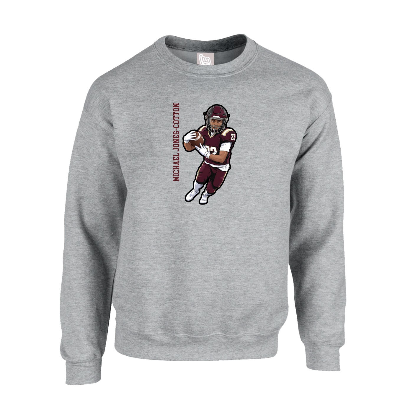 Fleece Crew — Name Vertical in Grey