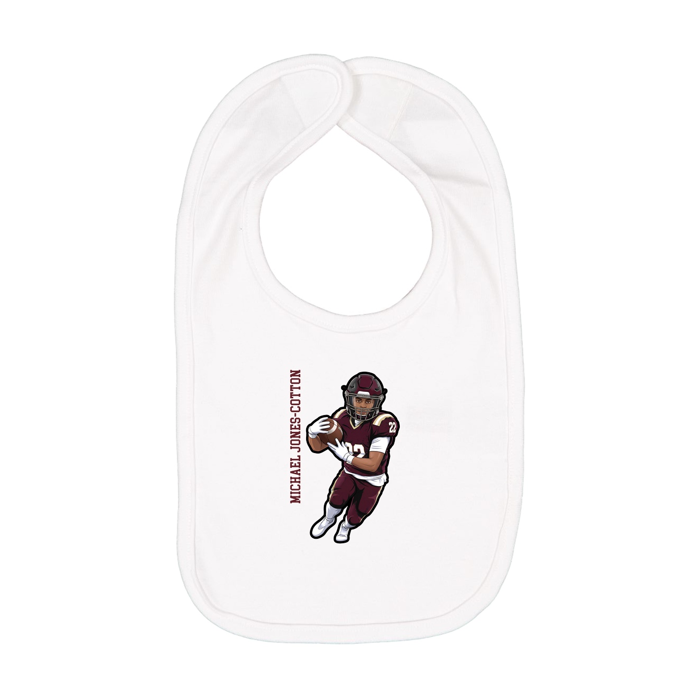 Infant Bib — Name Vertical in White